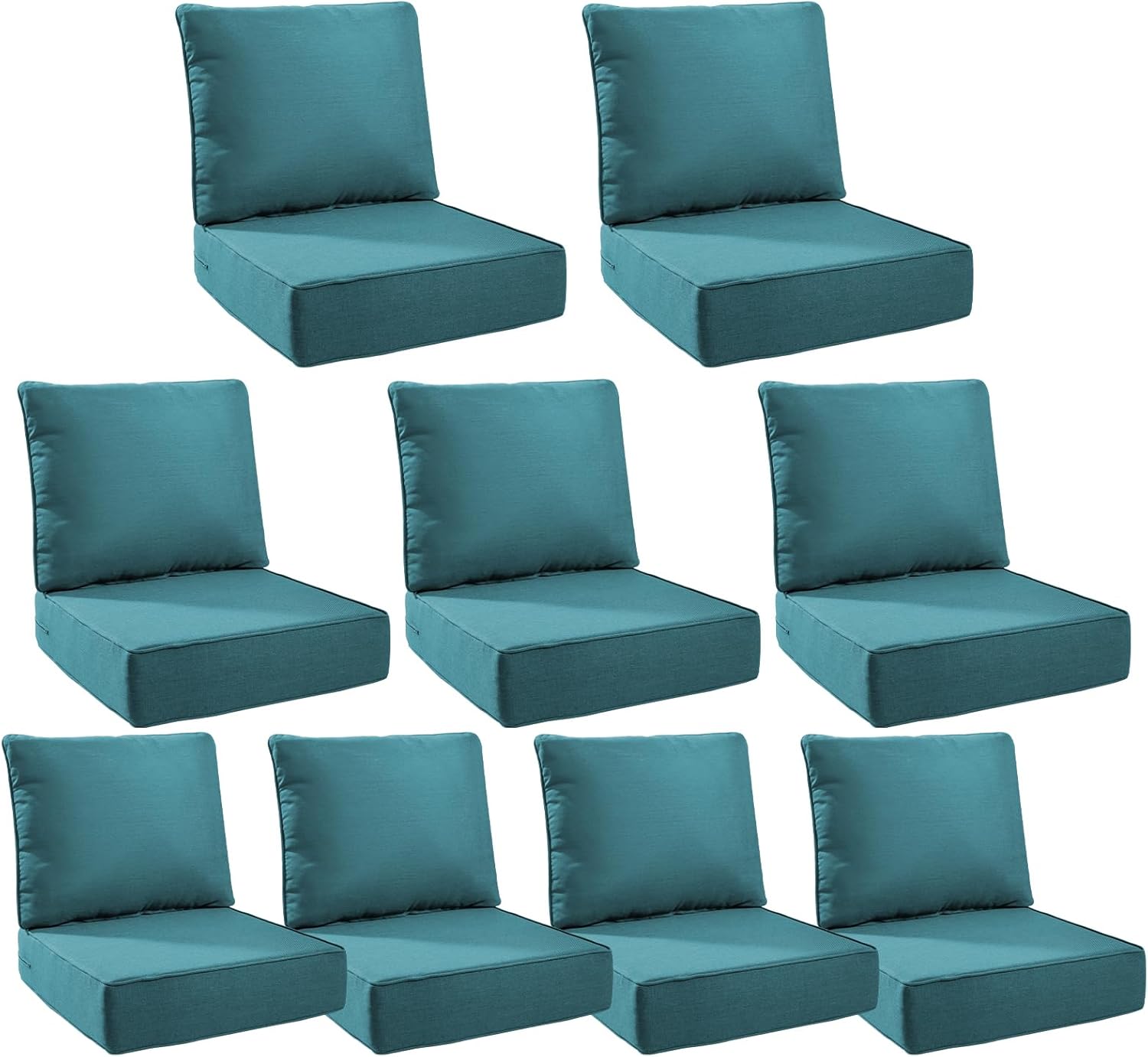 6" Thick Outdoor Cushions 22x24x6, 1-Set Deep Seat Patio Cushions with Removable Cover, Waterproof & Fade Resistant Replacement for Wicker Chair, Loveseat, Sofa - Blue
