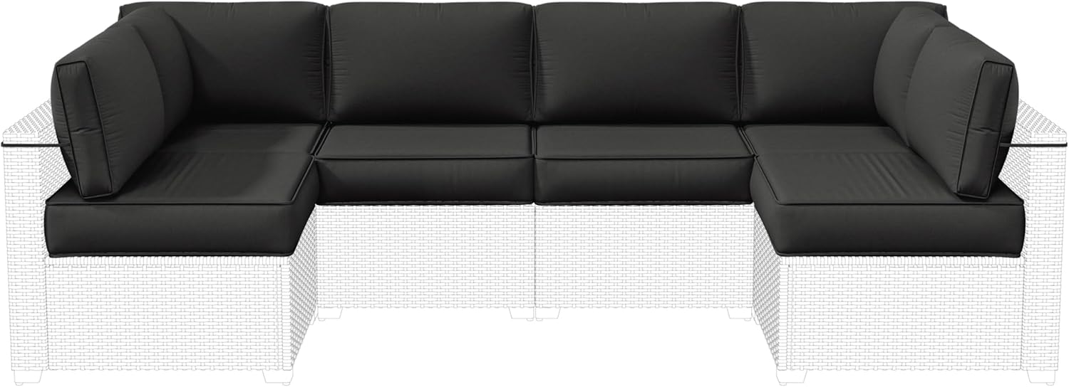 Outdoor Replacement Cushions for Patio Furniture, 5" Foam High-Density, 14-Piece Water-Resistant Outdoor Cushion for 6-Seat Sectional Patio Conversation Sets, Liner&Cover