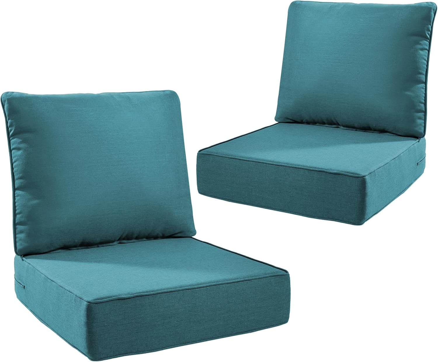 6" Thick Outdoor Cushions 22x24x6, 1-Set Deep Seat Patio Cushions with Removable Cover, Waterproof & Fade Resistant Replacement for Wicker Chair, Loveseat, Sofa - Blue