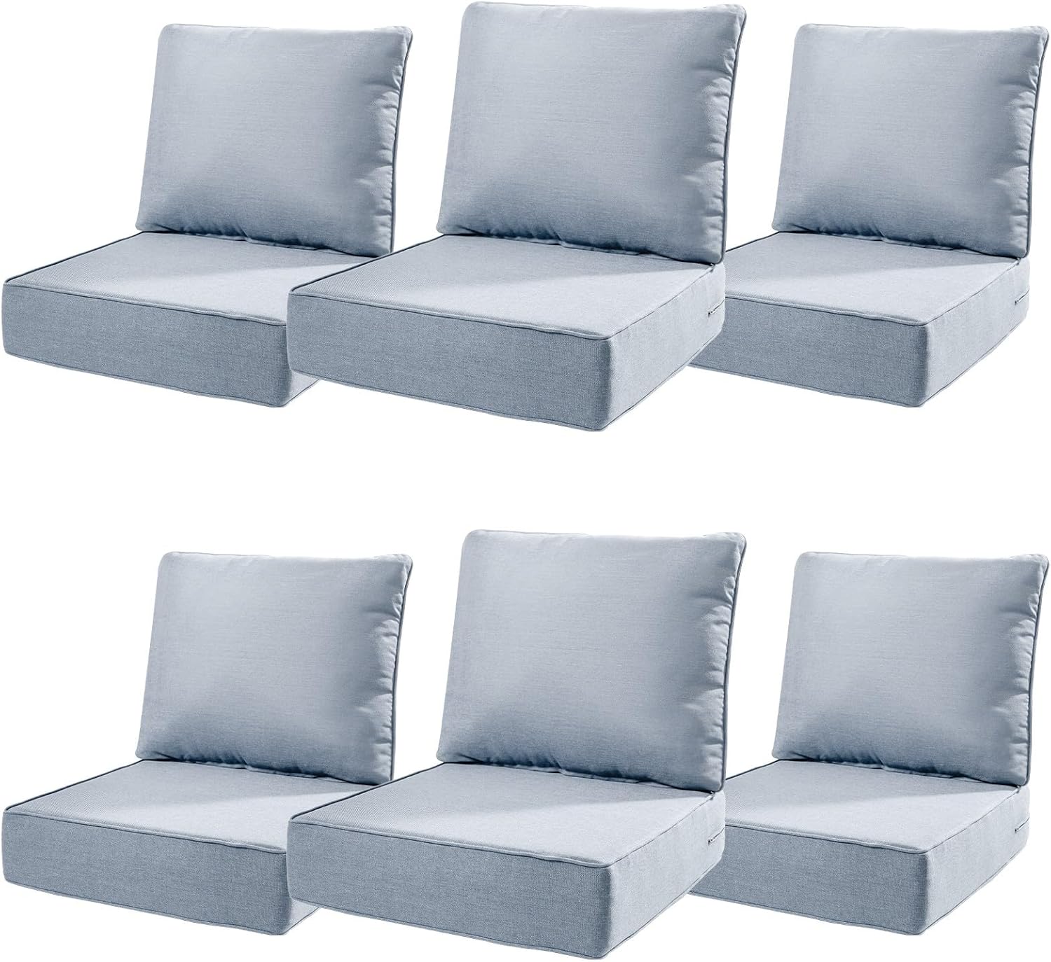 6" Thick Outdoor Cushions 22x24x6, 1-Set Deep Seat Patio Cushions with Removable Cover, Waterproof & Fade Resistant Replacement for Wicker Chair, Loveseat, Sofa - Blue