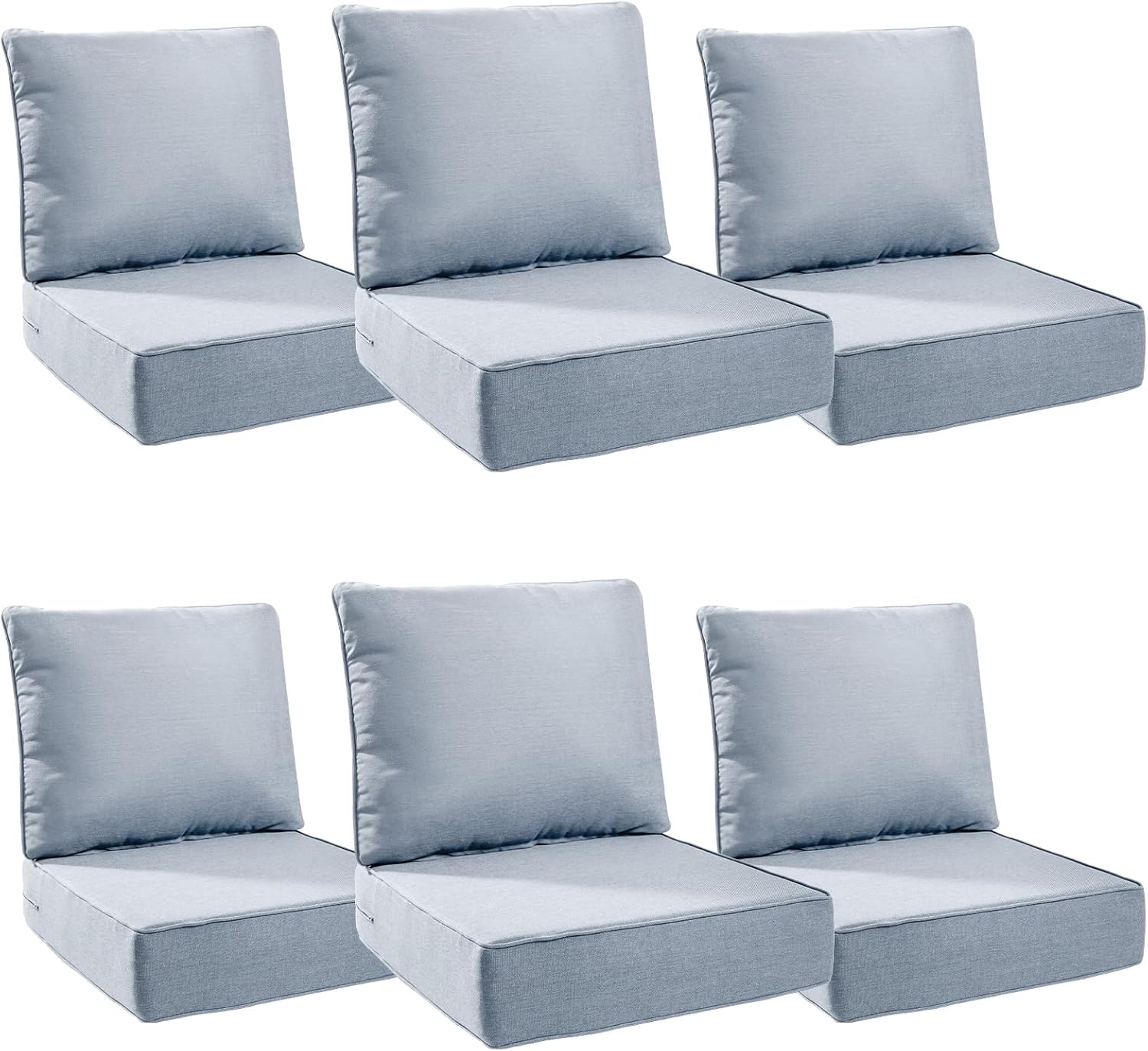 6" Thick Outdoor Cushions 22x24x6, 1-Set Deep Seat Patio Cushions with Removable Cover, Waterproof & Fade Resistant Replacement for Wicker Chair, Loveseat, Sofa - Blue