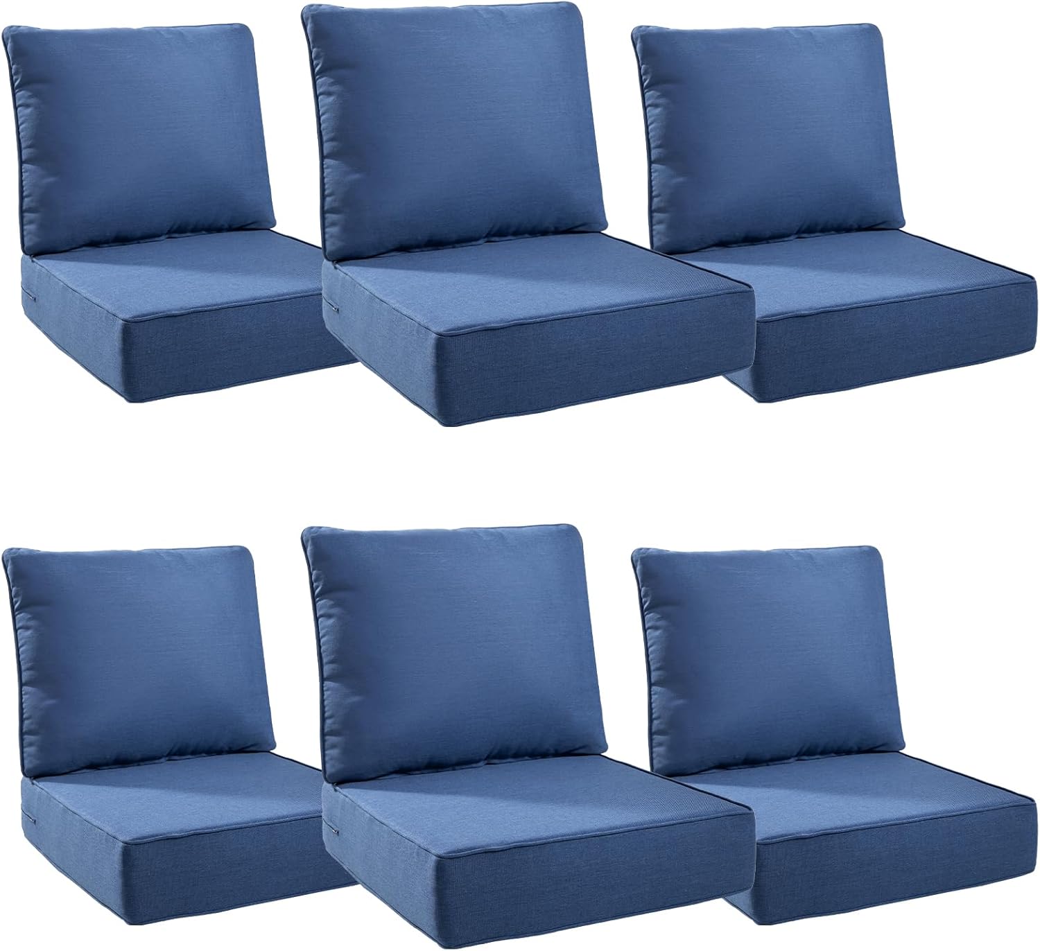 6" Thick Outdoor Cushions 22x24x6, 1-Set Deep Seat Patio Cushions with Removable Cover, Waterproof & Fade Resistant Replacement for Wicker Chair, Loveseat, Sofa - Blue