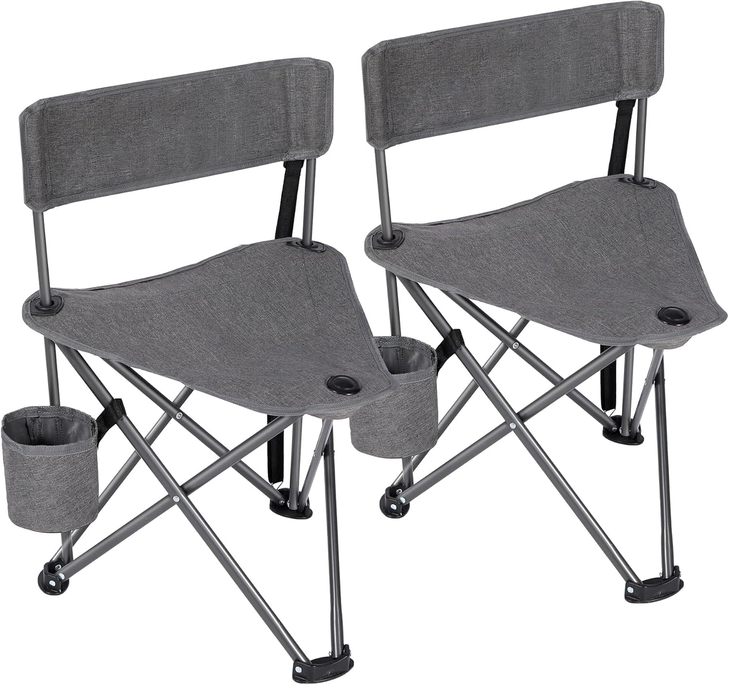 REDCAMP 2 Pack Tripod Camping Chairs Folding Lightweight, Portable 3 Legged Tripod Stool Seat with Backrest, Small Golf Chair Compact for Adults Fishing Hunting, Black