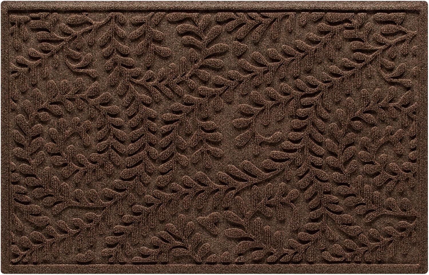 WaterHog Indoor/Outdoor Door Mat, 2' x 5', Made in USA, Durable & Skid-Resistant Front Door Rug, Decorative, Water-Trapping & Heavy-Duty Entryway Mat for Your Home, Boxwood Collection, Khaki/Camel