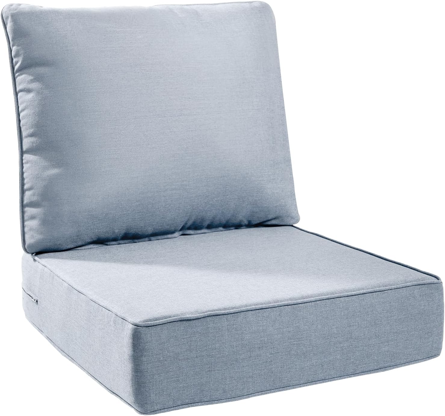 6" Thick Outdoor Cushions 22x24x6, 1-Set Deep Seat Patio Cushions with Removable Cover, Waterproof & Fade Resistant Replacement for Wicker Chair, Loveseat, Sofa - Blue