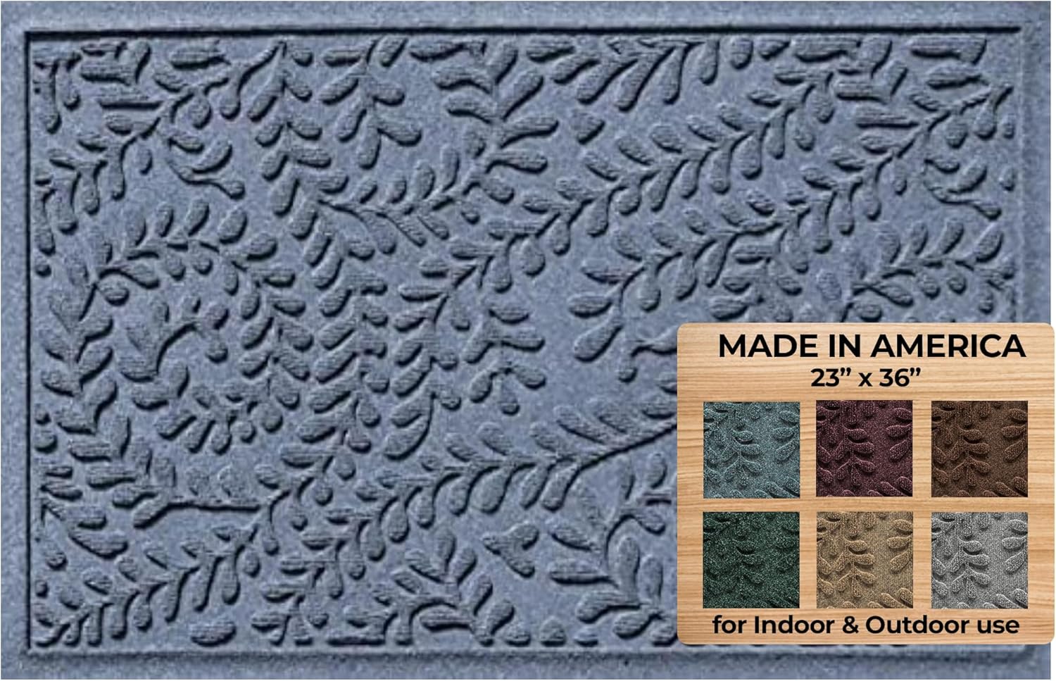 WaterHog Indoor/Outdoor Door Mat, 2' x 5', Made in USA, Durable & Skid-Resistant Front Door Rug, Decorative, Water-Trapping & Heavy-Duty Entryway Mat for Your Home, Boxwood Collection, Khaki/Camel