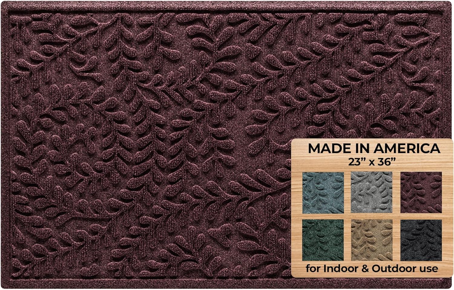 WaterHog Indoor/Outdoor Door Mat, 2' x 5', Made in USA, Durable & Skid-Resistant Front Door Rug, Decorative, Water-Trapping & Heavy-Duty Entryway Mat for Your Home, Boxwood Collection, Khaki/Camel