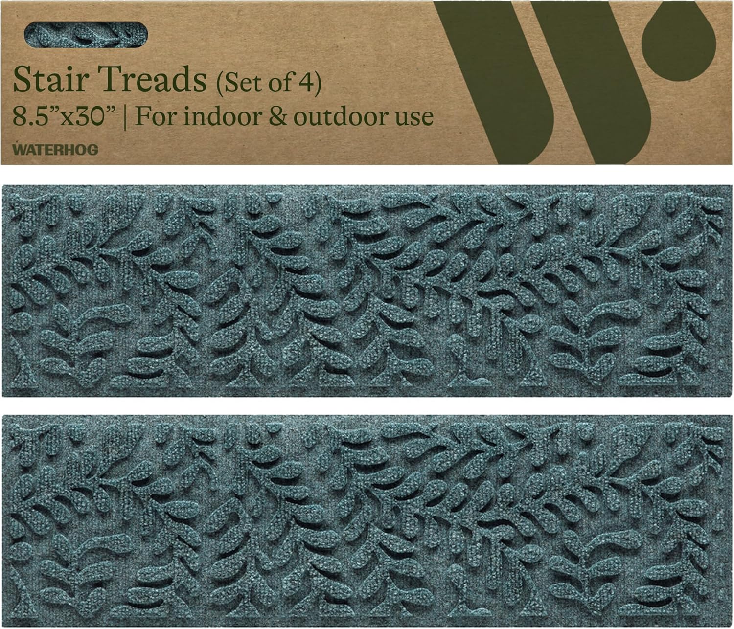 WaterHog Indoor/Outdoor Door Mat, 2' x 5', Made in USA, Durable & Skid-Resistant Front Door Rug, Decorative, Water-Trapping & Heavy-Duty Entryway Mat for Your Home, Boxwood Collection, Khaki/Camel