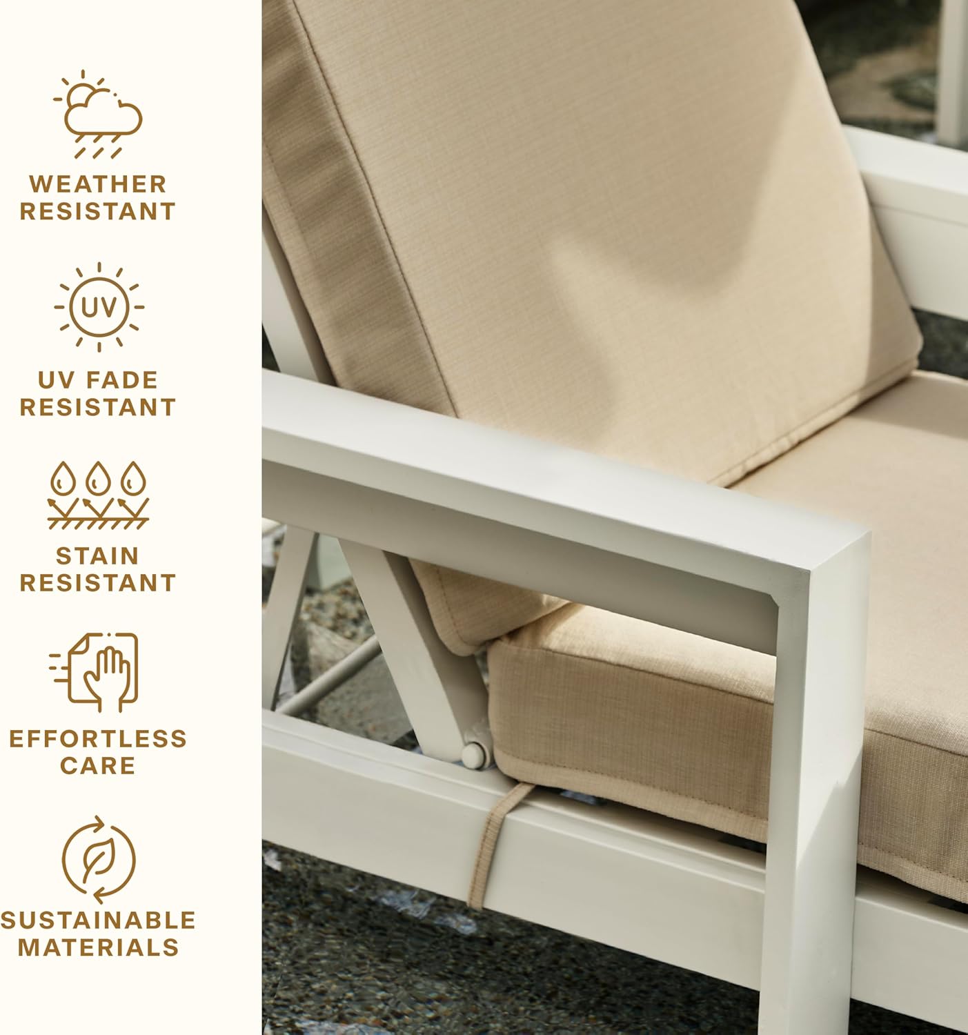Honeycomb Outdoor Chaise Lounge, 22.5 x 70, Stripe Taupe Chair Cushion for Patio Furniture