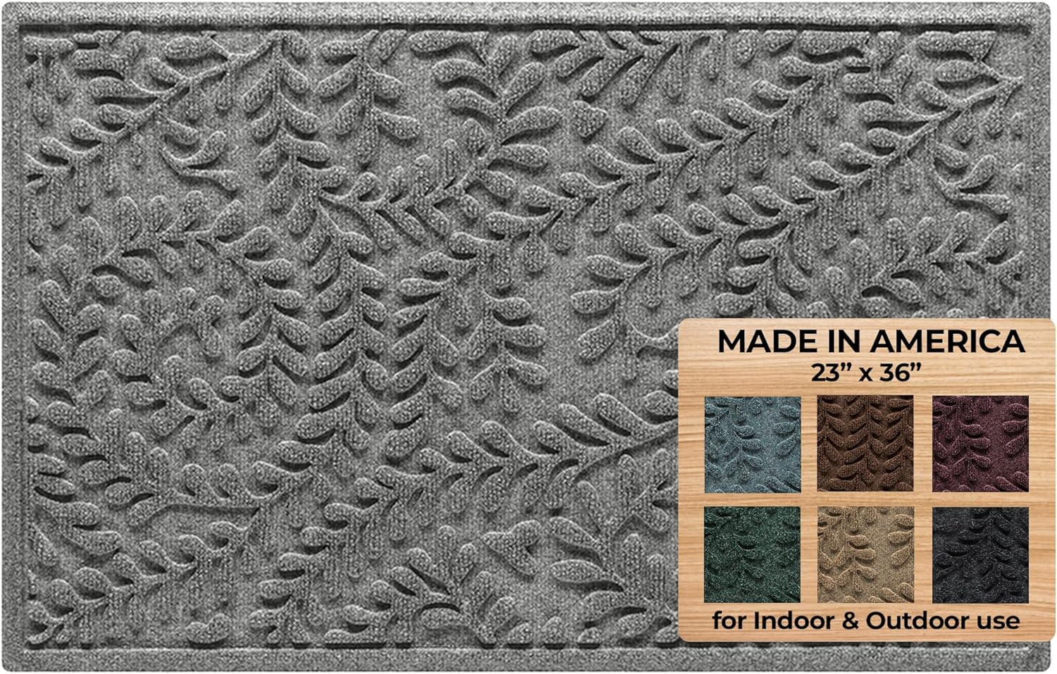 WaterHog Indoor/Outdoor Door Mat, 2' x 5', Made in USA, Durable & Skid-Resistant Front Door Rug, Decorative, Water-Trapping & Heavy-Duty Entryway Mat for Your Home, Boxwood Collection, Khaki/Camel