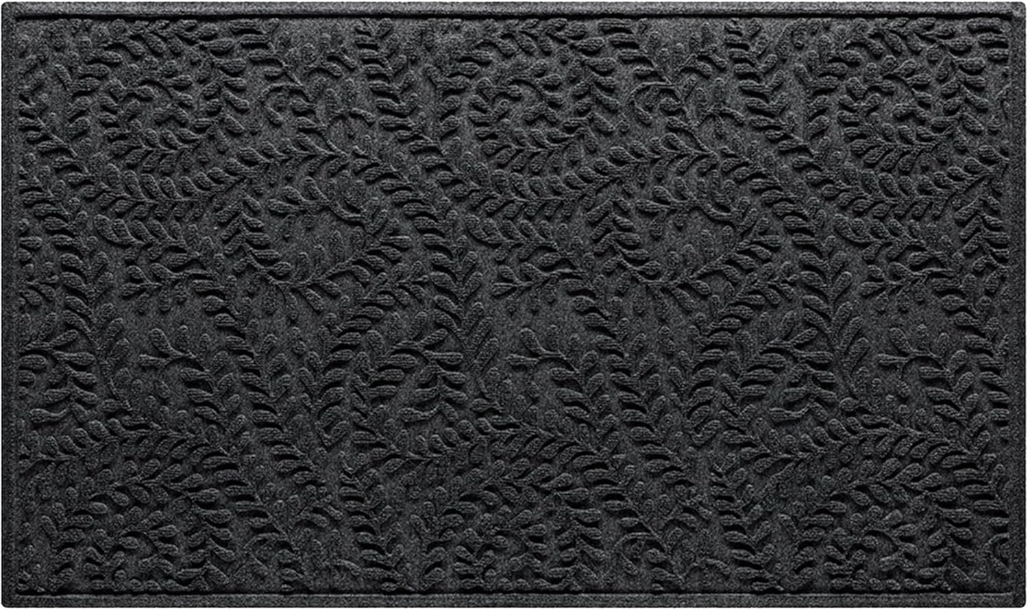 WaterHog Indoor/Outdoor Door Mat, 2' x 5', Made in USA, Durable & Skid-Resistant Front Door Rug, Decorative, Water-Trapping & Heavy-Duty Entryway Mat for Your Home, Boxwood Collection, Khaki/Camel