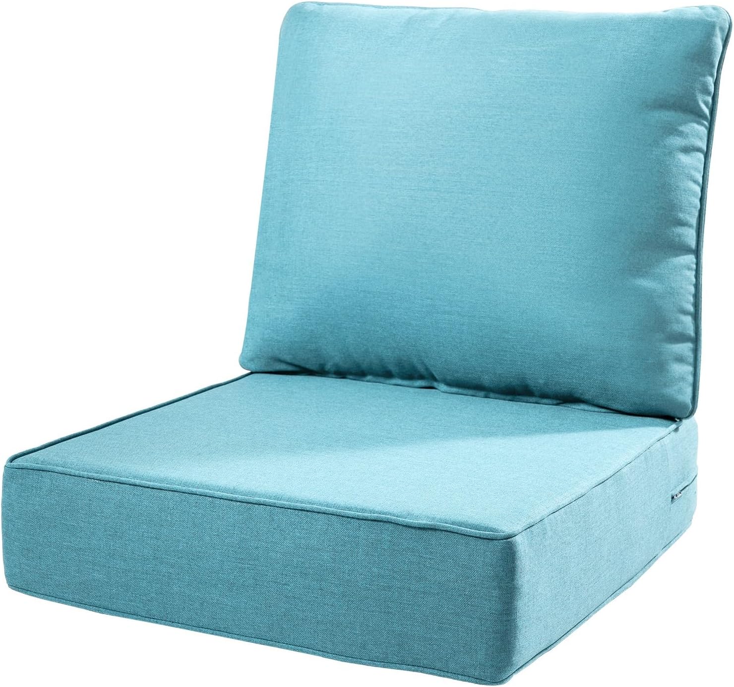 6" Thick Outdoor Cushions 22x24x6, 1-Set Deep Seat Patio Cushions with Removable Cover, Waterproof & Fade Resistant Replacement for Wicker Chair, Loveseat, Sofa - Blue