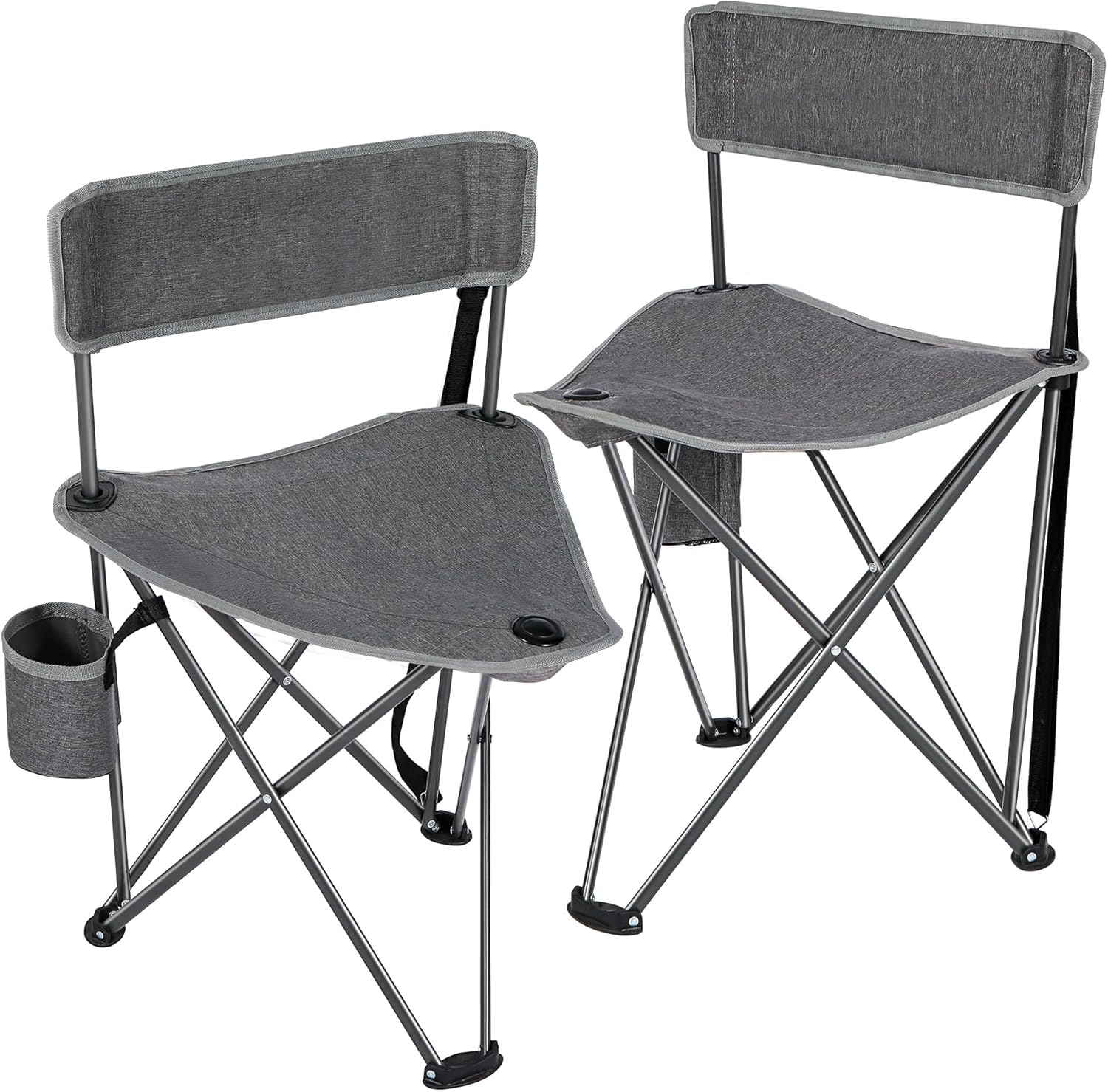 REDCAMP 2 Pack Tripod Camping Chairs Folding Lightweight, Portable 3 Legged Tripod Stool Seat with Backrest, Small Golf Chair Compact for Adults Fishing Hunting, Black