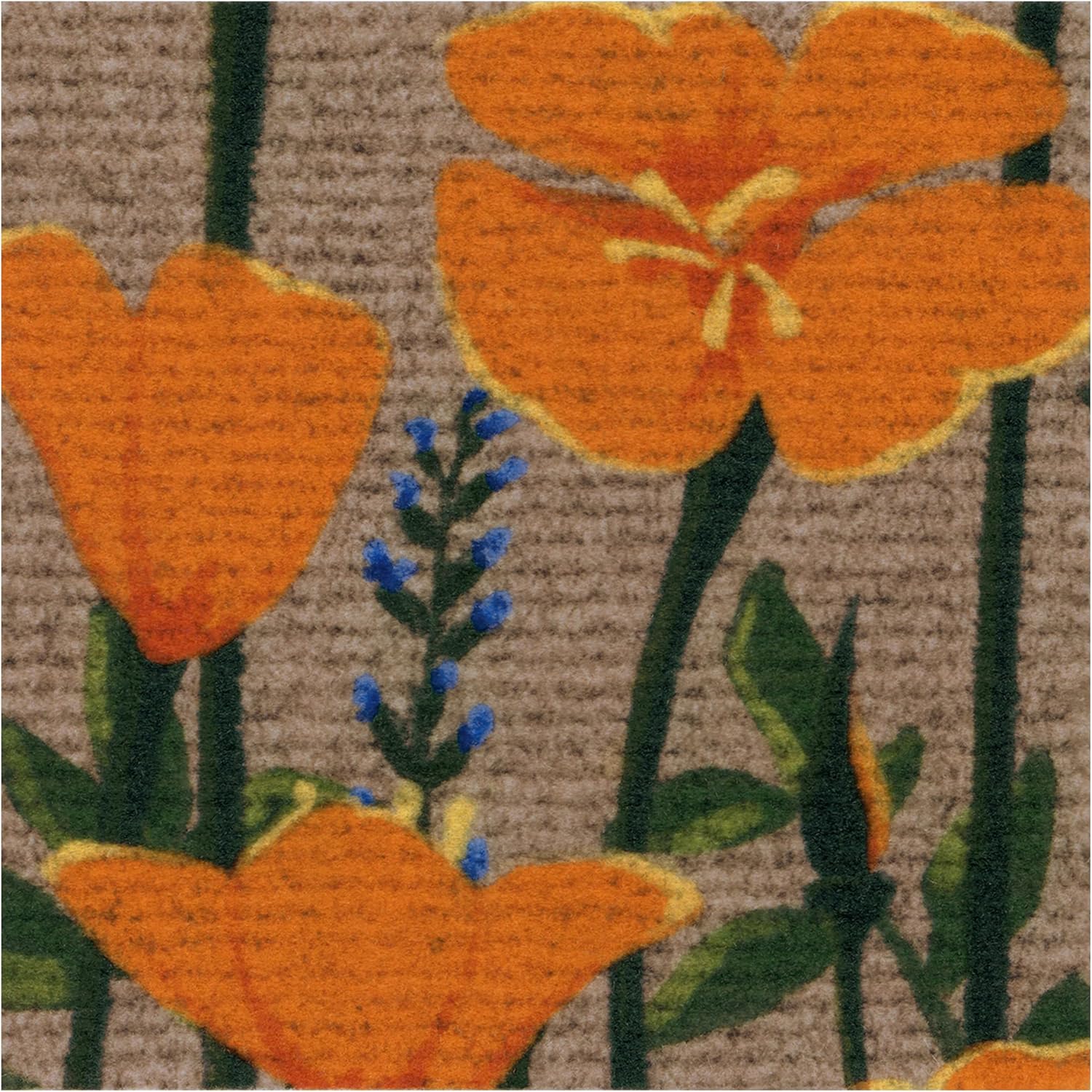 RUGGABLE Washable Front Doormat – Poppy Fields 2x3 Indoor/Outdoor Doormat – Fade–Resistant, Durable, Non–Slip – Welcome Mat for Entryway, Hallway, Bathroom, & Decor - with Standard Pad