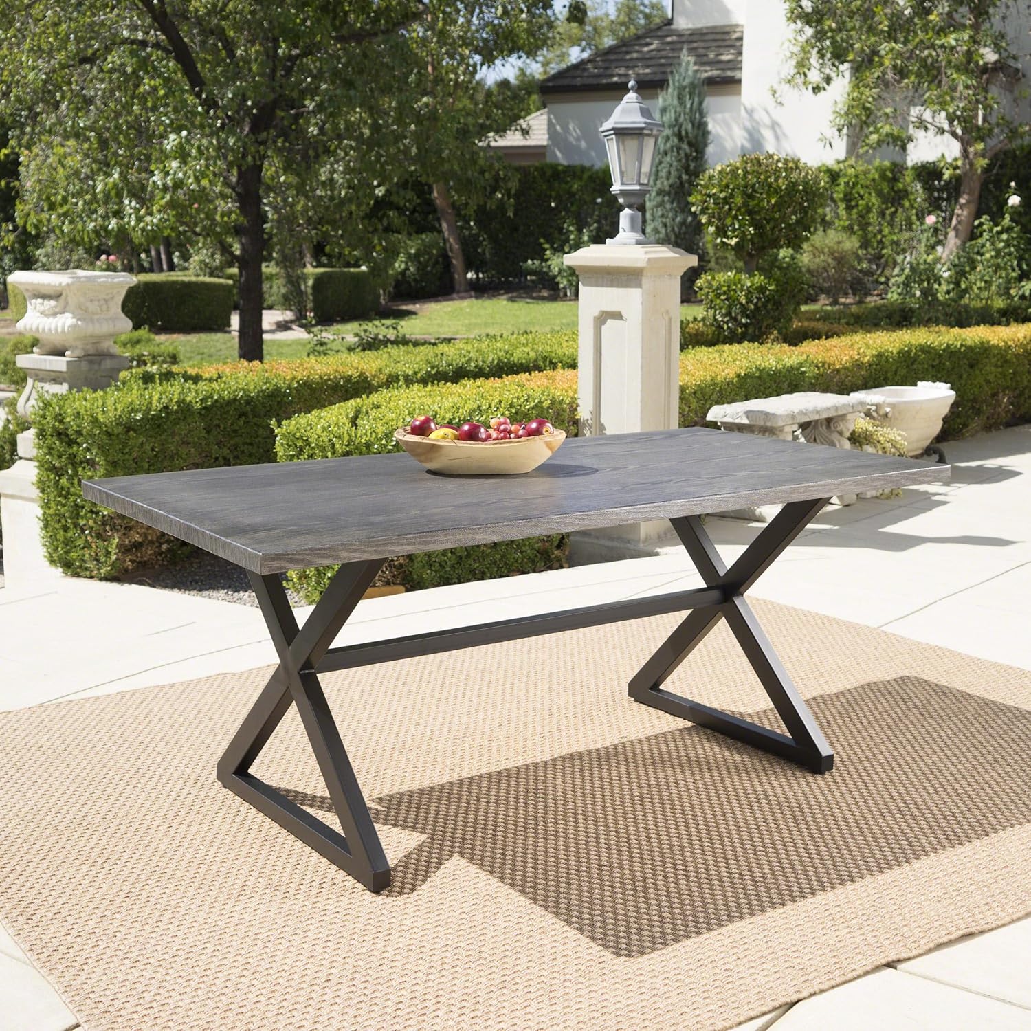 Merax 70.5 Inch Outdoor Dining Table, Modern Aluminum Patio Table with Rust-Resistant Steel Frame, Weather-Resistant Design for Garden, Poolside, Balcony, Grey