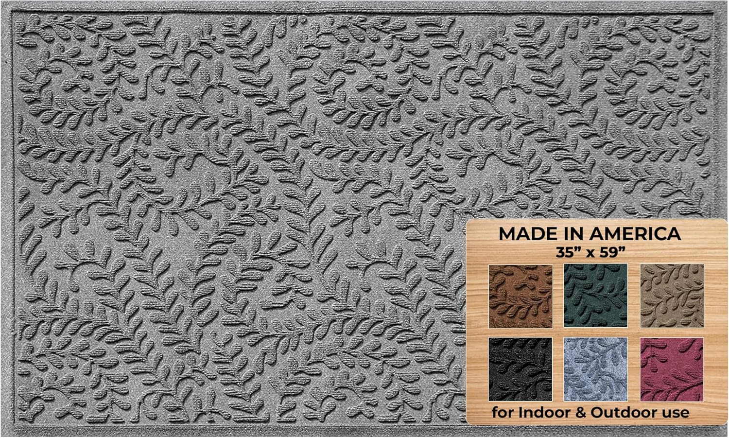 WaterHog Indoor/Outdoor Door Mat, 2' x 5', Made in USA, Durable & Skid-Resistant Front Door Rug, Decorative, Water-Trapping & Heavy-Duty Entryway Mat for Your Home, Boxwood Collection, Khaki/Camel