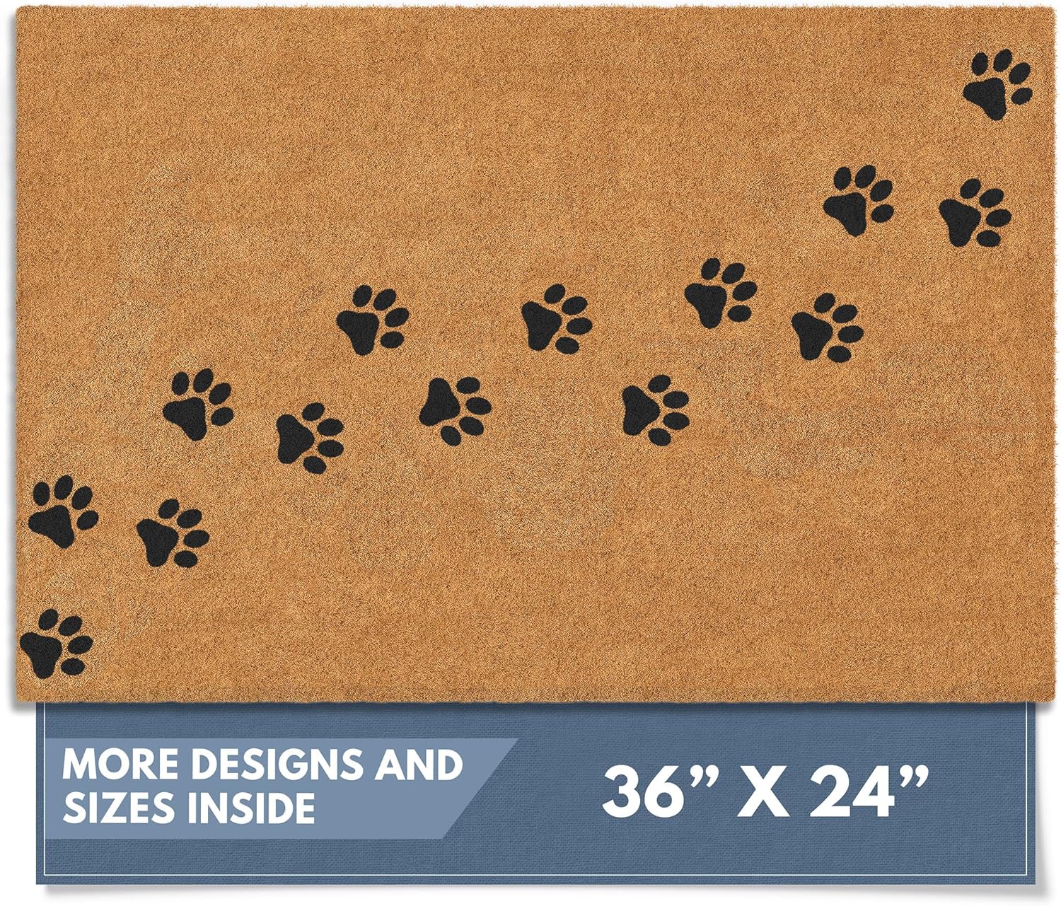 Barnyard Designs Natural Coco Coir Heavy Duty Backing Doormat - Large Cute Non-Slip Front Door Welcome Mat for Outside Entrance or Porch Entry, Brown (36x72, Border)