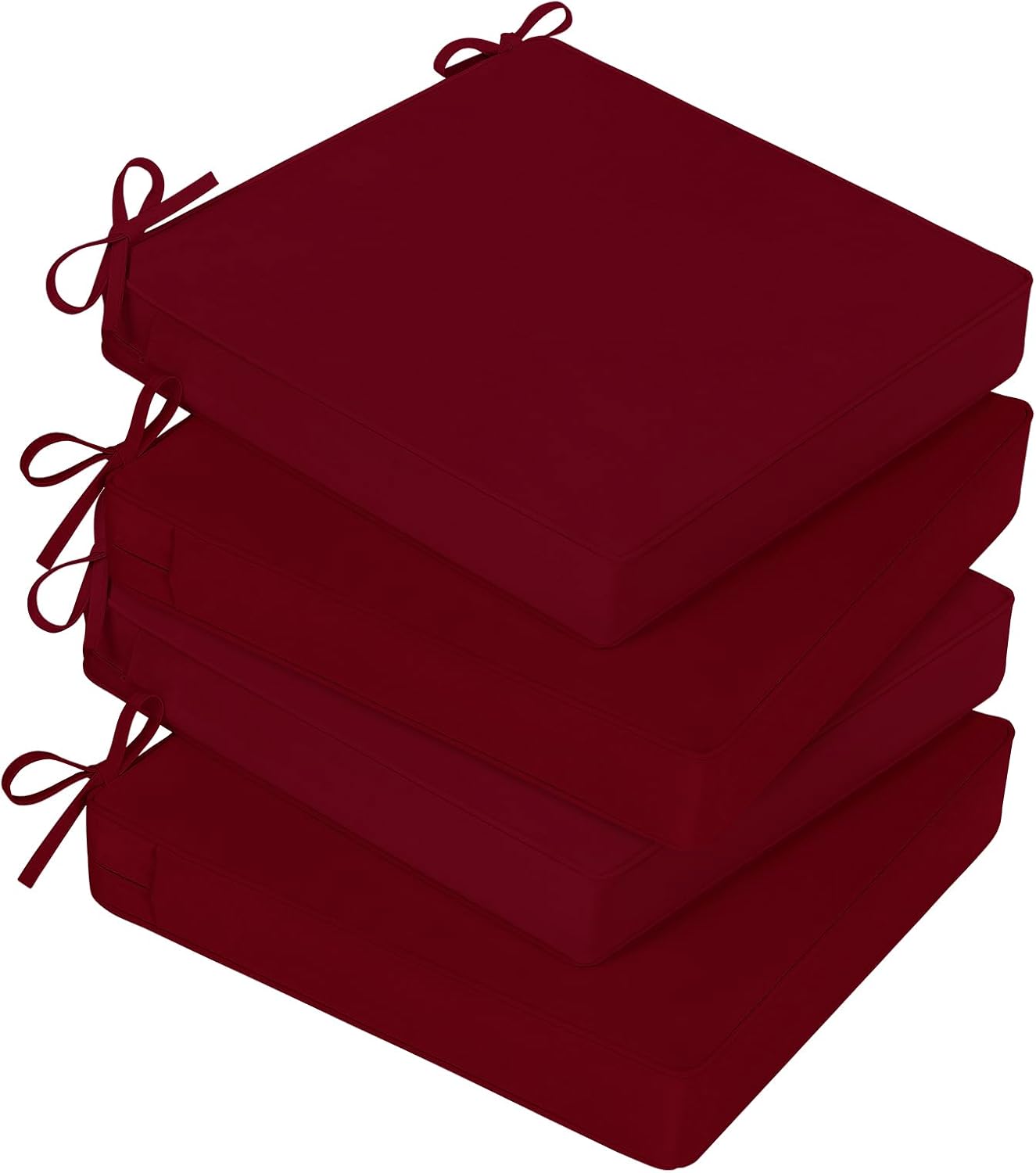 Basic Beyond Outdoor Chair Cushions for Patio Furniture, Waterproof Outdoor Seat Cushions Set of 4 19 x 19, Patio Chair Cushions Set of 4 with Ties and Handle, Navy Blue