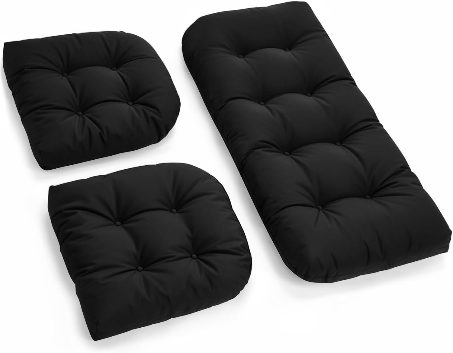All Weather Outdoor Wicker Chair Cushions of 3 Pieces, Waterproof Outdoor Wicker Chair Cushion for Patio Furniture Loveseat Settee Bench, 1 Loveseat and 2 U-Shaped Thickened Cushions, Blue