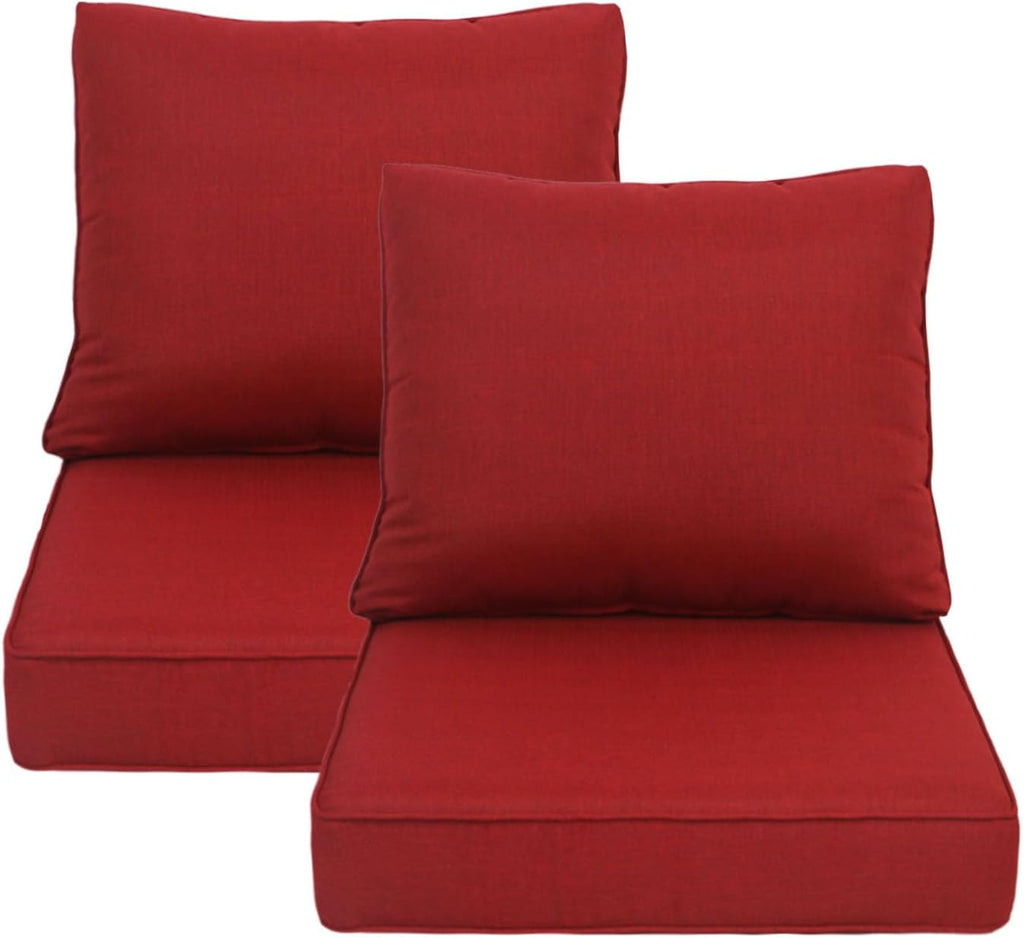 24x27.5 inch Outdoor/Indoor Deep Seat Patio Cushions Set of 2 Deep Seat Bottom Resilient Foam Filling Water Repellent Stain-Resistant UV Resistant Weather Resistant Chili