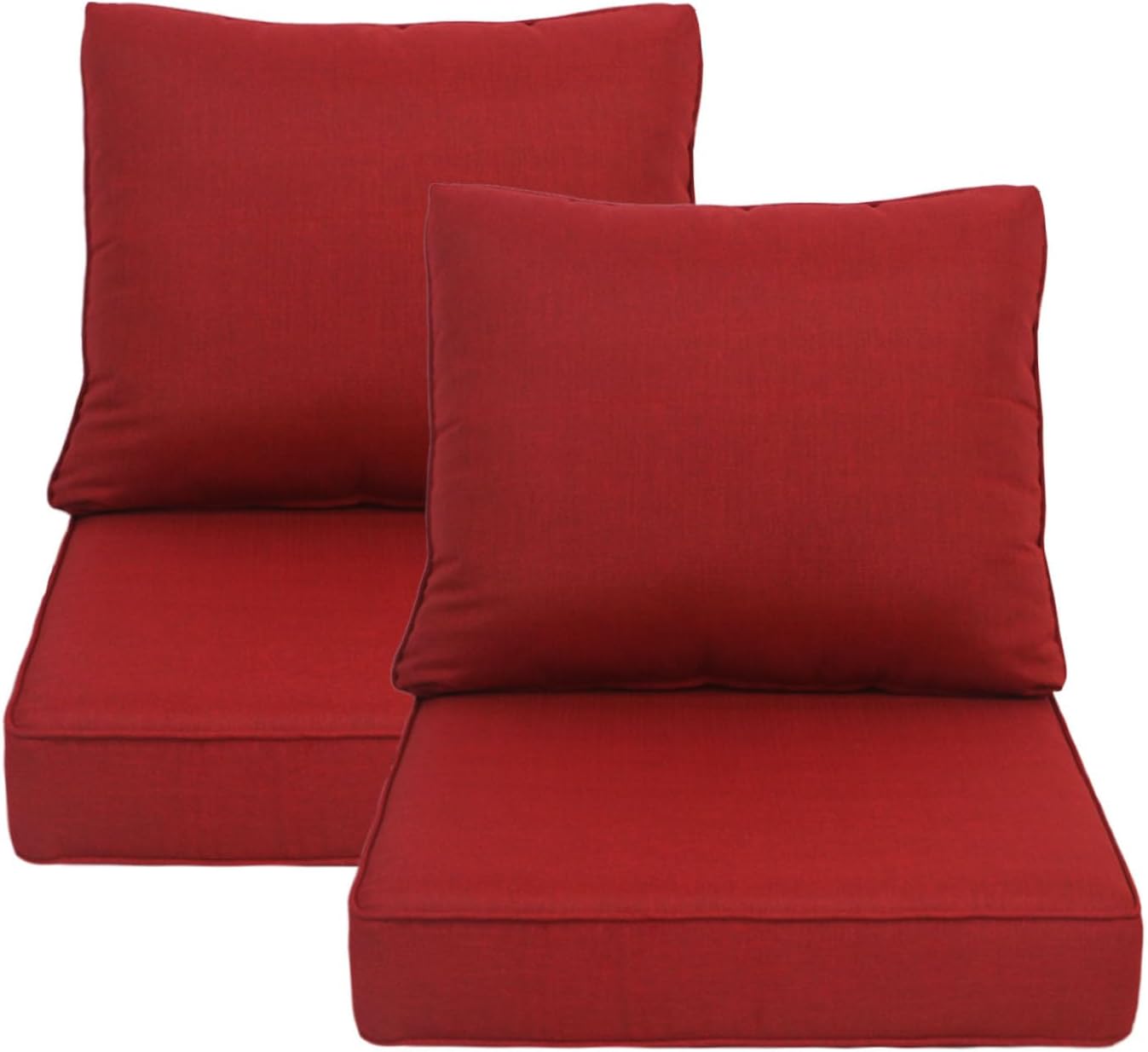 24x27.5 inch Outdoor/Indoor Deep Seat Patio Cushions Set of 2 Deep Seat Bottom Resilient Foam Filling Water Repellent Stain-Resistant UV Resistant Weather Resistant Chili
