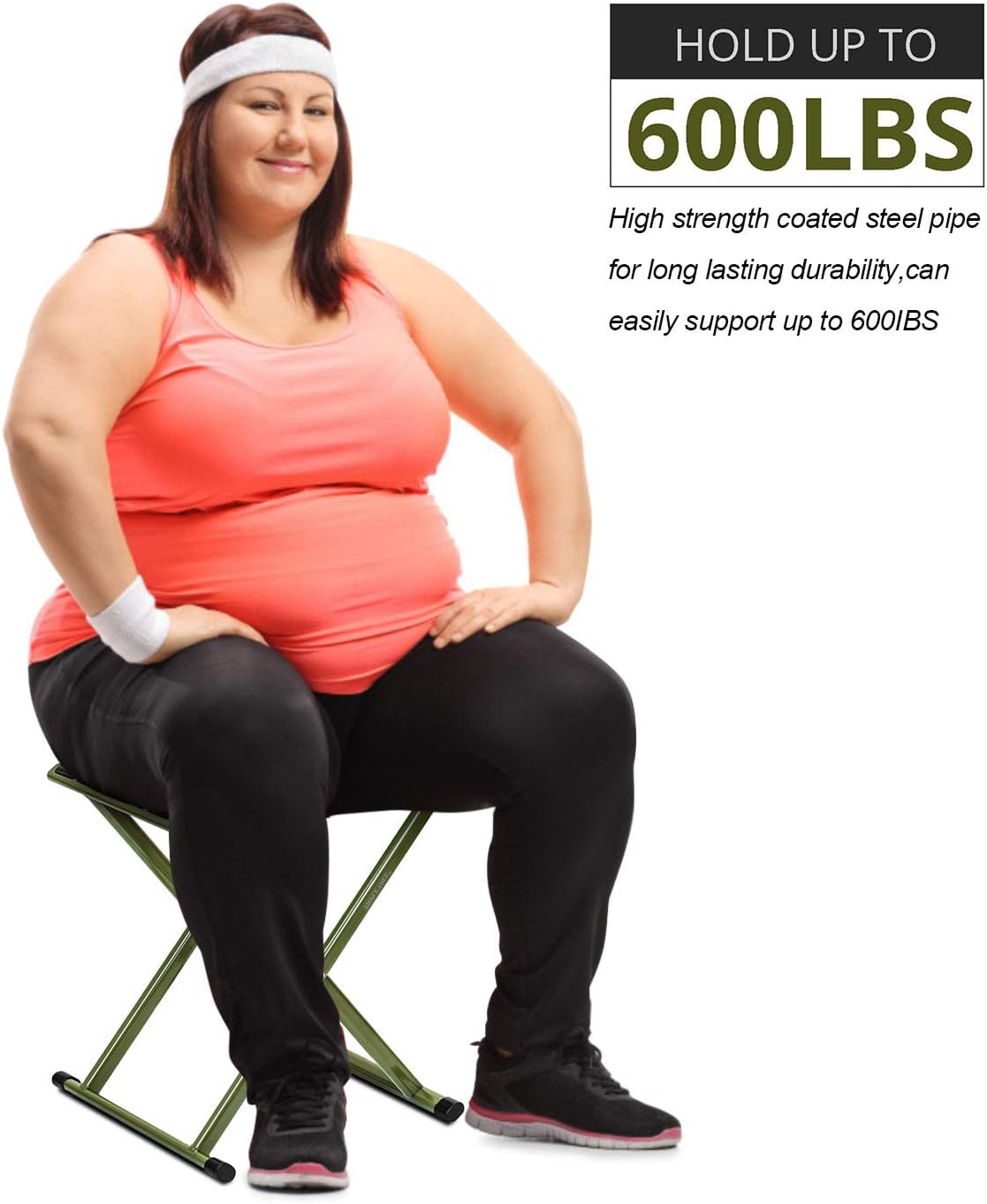 TRIPLE TREE Folding Stool 17.8" Height Heavy Duty Camping Stool Outdoor Portable Chair Hold up to 600 lbs for Walking Hiking Fishing