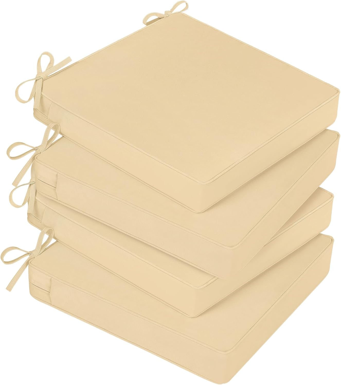 Basic Beyond Outdoor Chair Cushions for Patio Furniture, Waterproof Outdoor Seat Cushions Set of 4 19 x 19, Patio Chair Cushions Set of 4 with Ties and Handle, Navy Blue