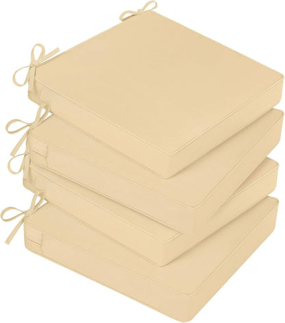 Basic Beyond Outdoor Chair Cushions for Patio Furniture, Waterproof Outdoor Seat Cushions Set of 4 19 x 19, Patio Chair Cushions Set of 4 with Ties and Handle, Navy Blue