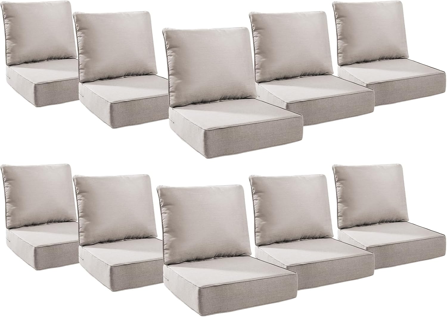 6" Thick Outdoor Cushions 22x24x6, 1-Set Deep Seat Patio Cushions with Removable Cover, Waterproof & Fade Resistant Replacement for Wicker Chair, Loveseat, Sofa - Blue