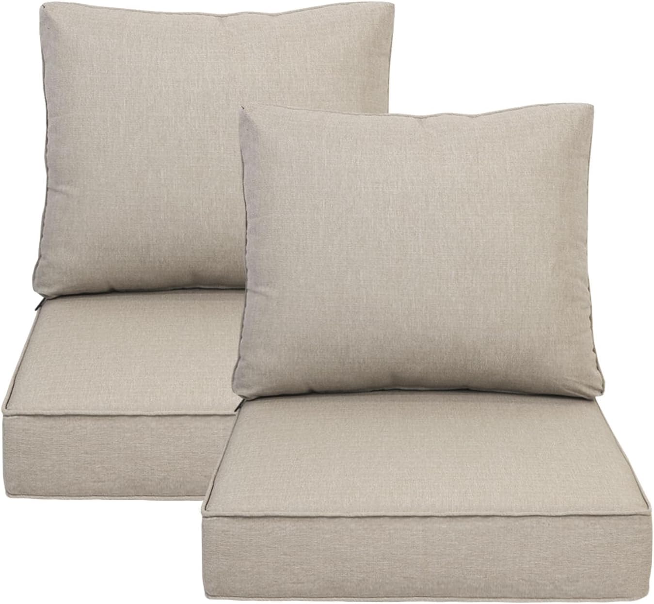 24x27.5 inch Outdoor/Indoor Deep Seat Patio Cushions Set of 2 Deep Seat Bottom Resilient Foam Filling Water Repellent Stain-Resistant UV Resistant Weather Resistant Chili