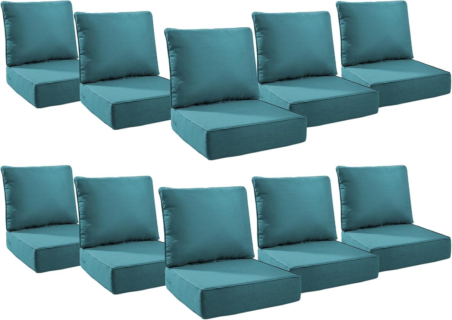 6" Thick Outdoor Cushions 22x24x6, 1-Set Deep Seat Patio Cushions with Removable Cover, Waterproof & Fade Resistant Replacement for Wicker Chair, Loveseat, Sofa - Blue