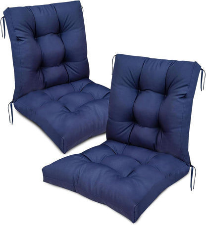 High Back Outdoor Chair Cushions Set of 2 Waterproof Replacement Seat Pad for Patio Furniture Garden Thicken Outdoor Patio Chair Cushion Navy Blue,41.7"*20.8"*3.9"