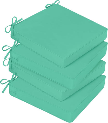 Basic Beyond Outdoor Chair Cushions for Patio Furniture, Waterproof Outdoor Seat Cushions Set of 4 19 x 19, Patio Chair Cushions Set of 4 with Ties and Handle, Navy Blue