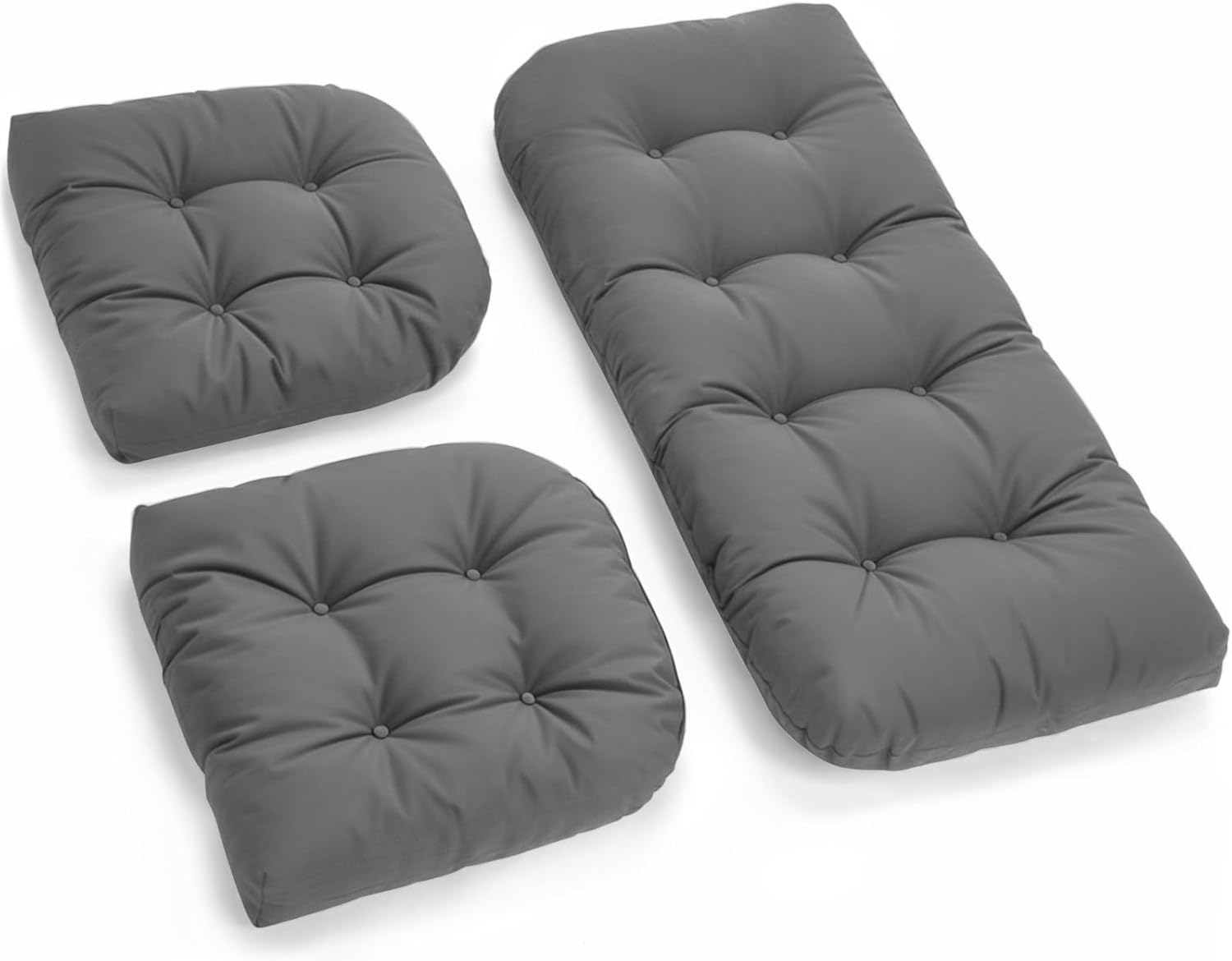 All Weather Outdoor Wicker Chair Cushions of 3 Pieces, Waterproof Outdoor Wicker Chair Cushion for Patio Furniture Loveseat Settee Bench, 1 Loveseat and 2 U-Shaped Thickened Cushions, Blue