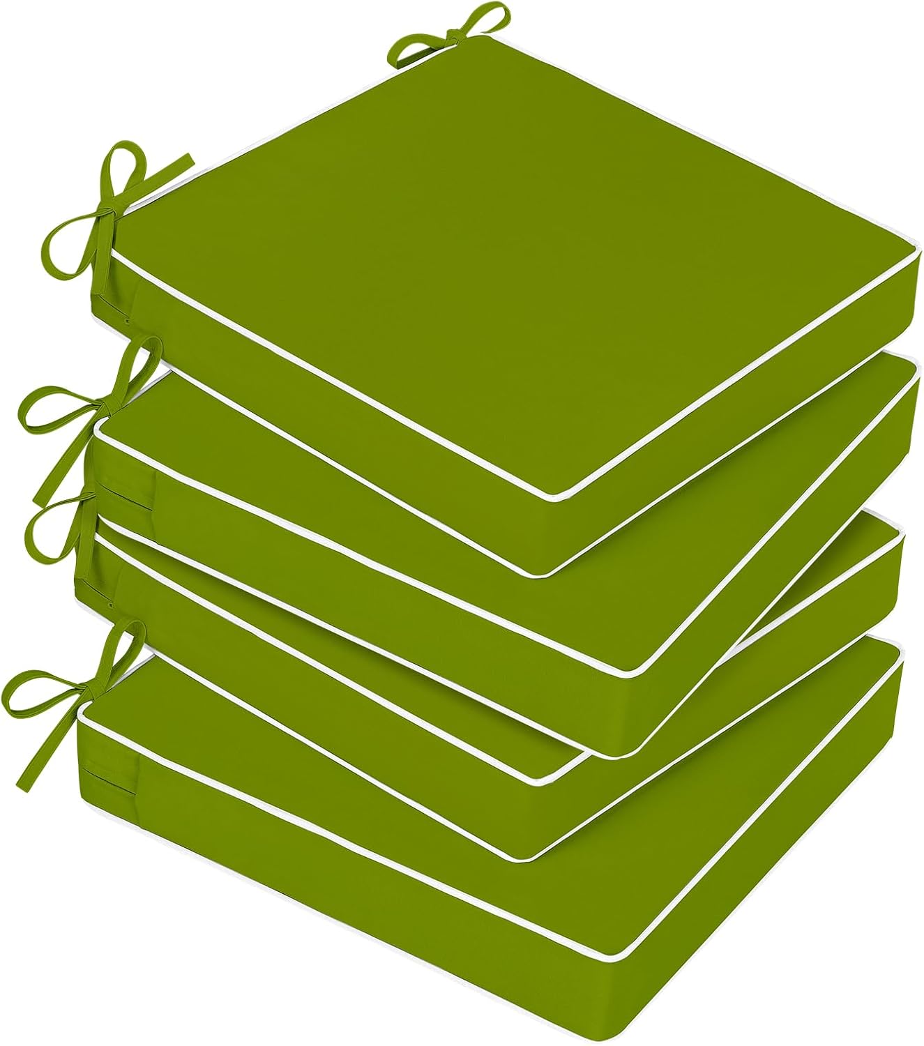 Basic Beyond Outdoor Chair Cushions for Patio Furniture, Waterproof Outdoor Seat Cushions Set of 4 19 x 19, Patio Chair Cushions Set of 4 with Ties and Handle, Navy Blue