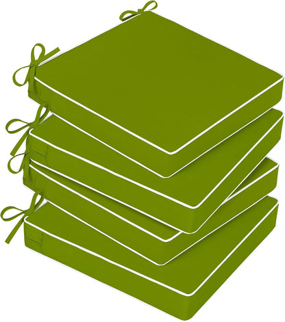 Basic Beyond Outdoor Chair Cushions for Patio Furniture, Waterproof Outdoor Seat Cushions Set of 4 19 x 19, Patio Chair Cushions Set of 4 with Ties and Handle, Navy Blue