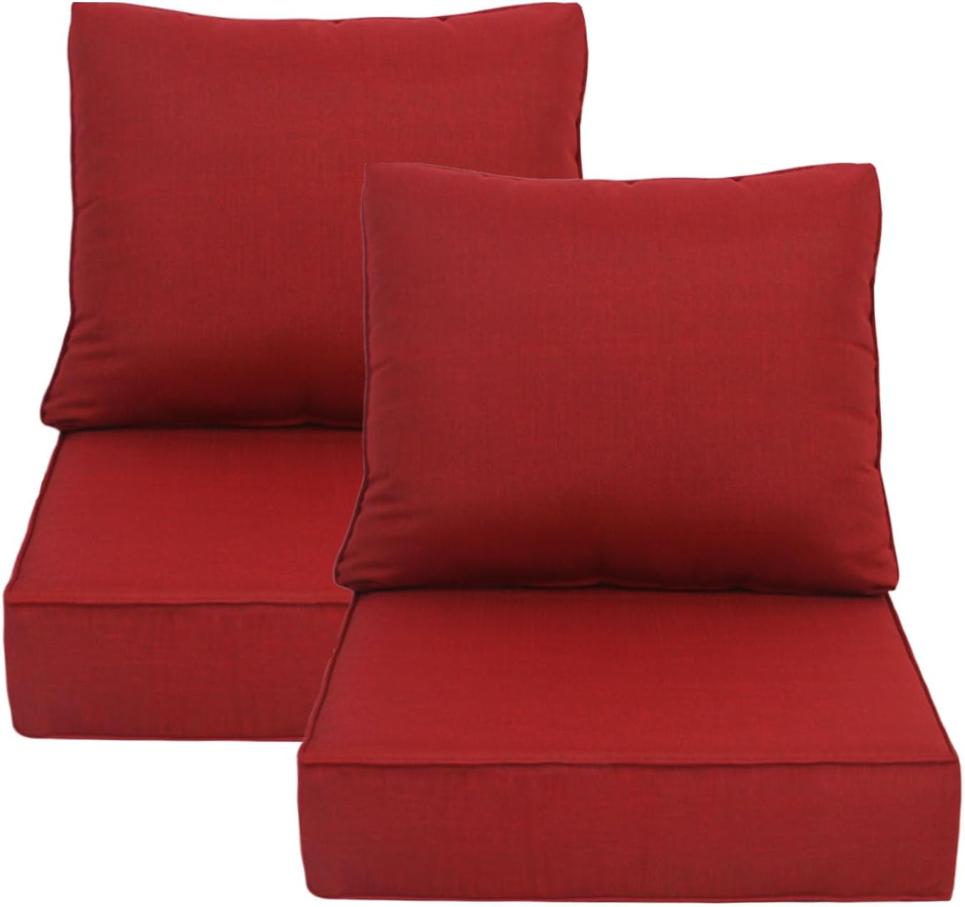 24x27.5 inch Outdoor/Indoor Deep Seat Patio Cushions Set of 2 Deep Seat Bottom Resilient Foam Filling Water Repellent Stain-Resistant UV Resistant Weather Resistant Chili