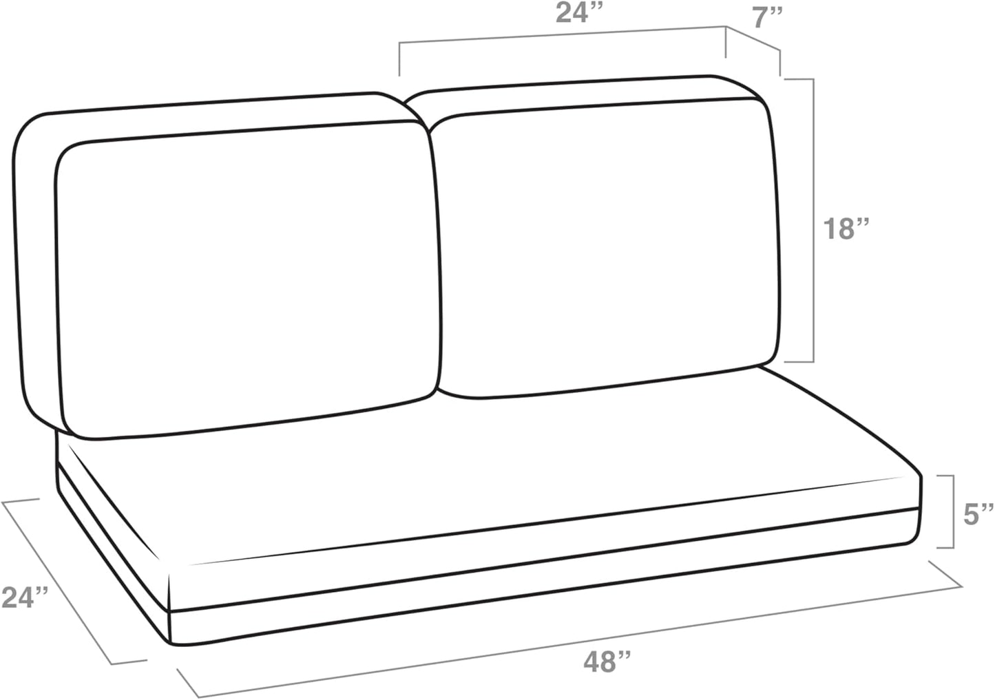 Arden Outdoor Loveseat Cushion Set, 48 x 24, Water Repellent, Fade Resistant, Cushion Set for Couch, Bench, and Swing, Sapphire Blue Leala