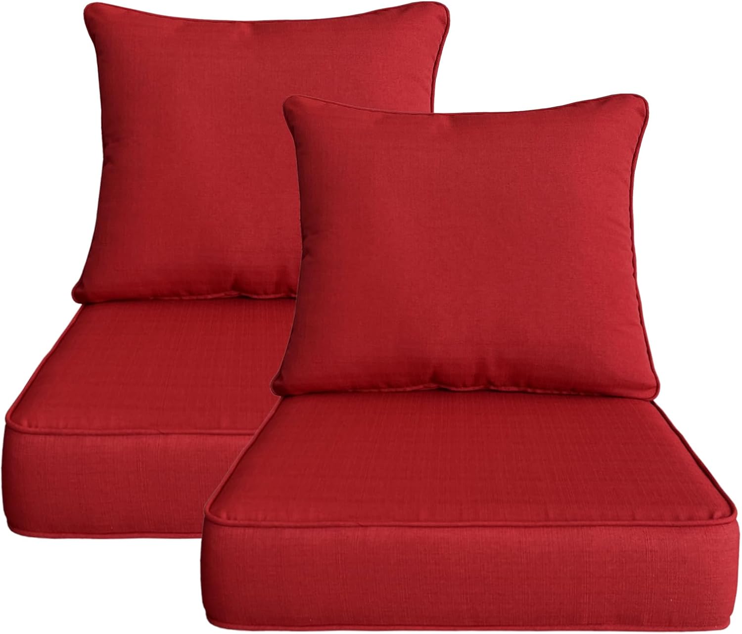 24x27.5 inch Outdoor/Indoor Deep Seat Patio Cushions Set of 2 Deep Seat Bottom Resilient Foam Filling Water Repellent Stain-Resistant UV Resistant Weather Resistant Chili