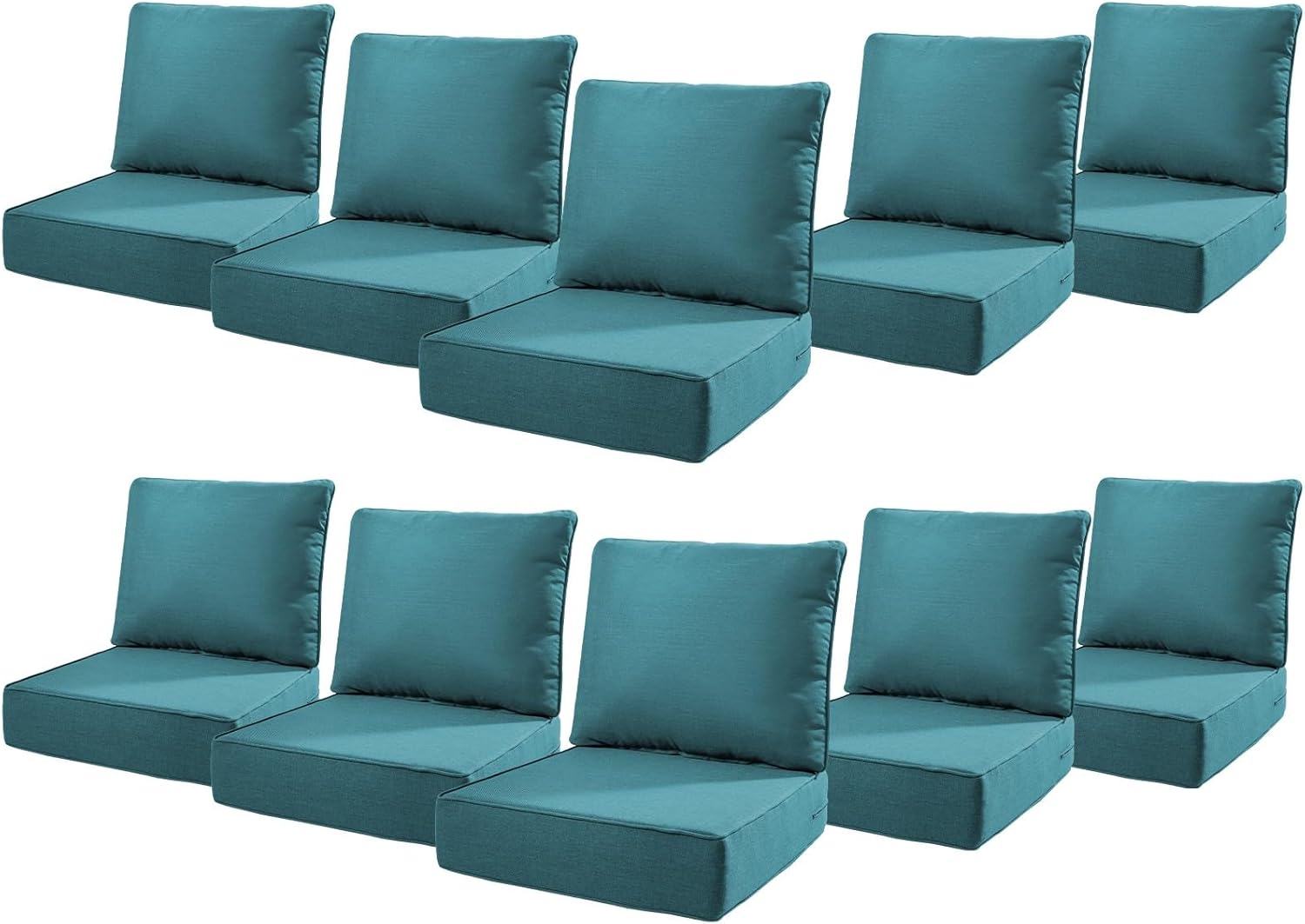 6" Thick Outdoor Cushions 22x24x6, 1-Set Deep Seat Patio Cushions with Removable Cover, Waterproof & Fade Resistant Replacement for Wicker Chair, Loveseat, Sofa - Blue