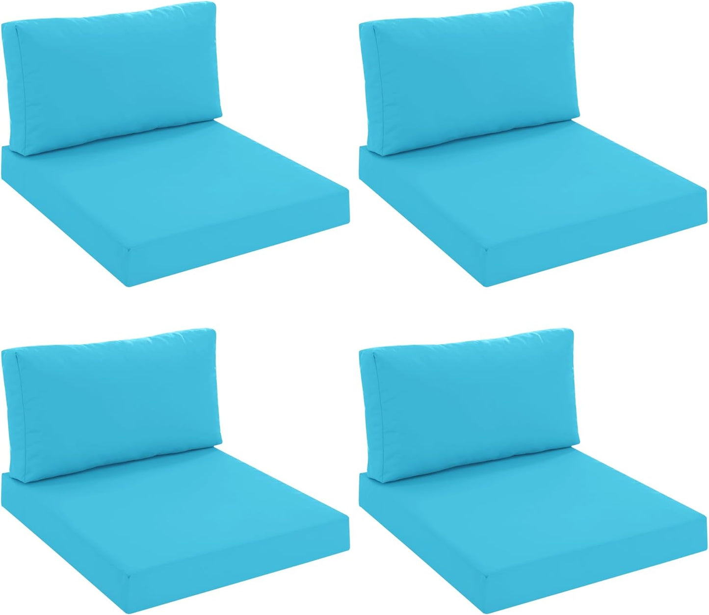 Patio Furniture Cushions Replacement Set of 2, Outdoor Deep Seat Couch Cushion and Backrest Pillow with Waterproof Removable Cover for Sectional Sofa Set, 25.6 x 25.6 Inch, Cream