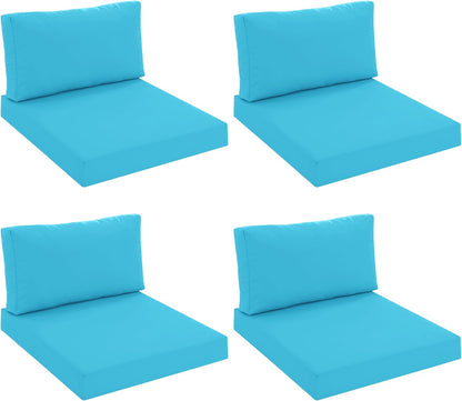 Patio Furniture Cushions Replacement Set of 2, Outdoor Deep Seat Couch Cushion and Backrest Pillow with Waterproof Removable Cover for Sectional Sofa Set, 25.6 x 25.6 Inch, Cream