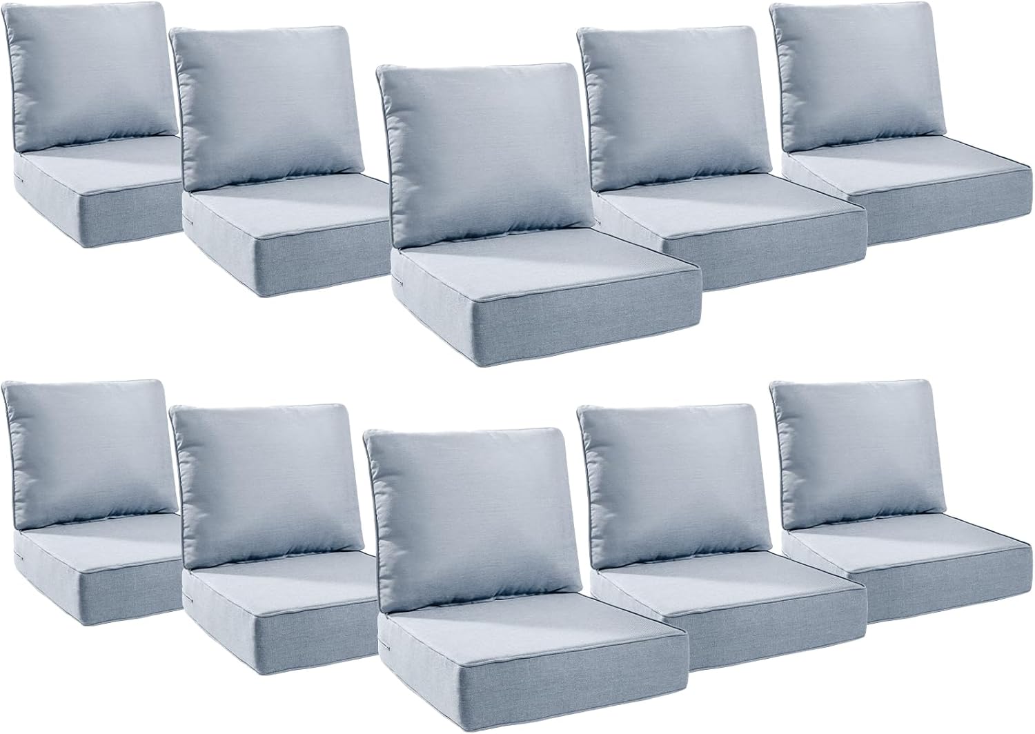 6" Thick Outdoor Cushions 22x24x6, 1-Set Deep Seat Patio Cushions with Removable Cover, Waterproof & Fade Resistant Replacement for Wicker Chair, Loveseat, Sofa - Blue
