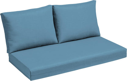 Arden Outdoor Loveseat Cushion Set, 48 x 24, Water Repellent, Fade Resistant, Cushion Set for Couch, Bench, and Swing, Sapphire Blue Leala
