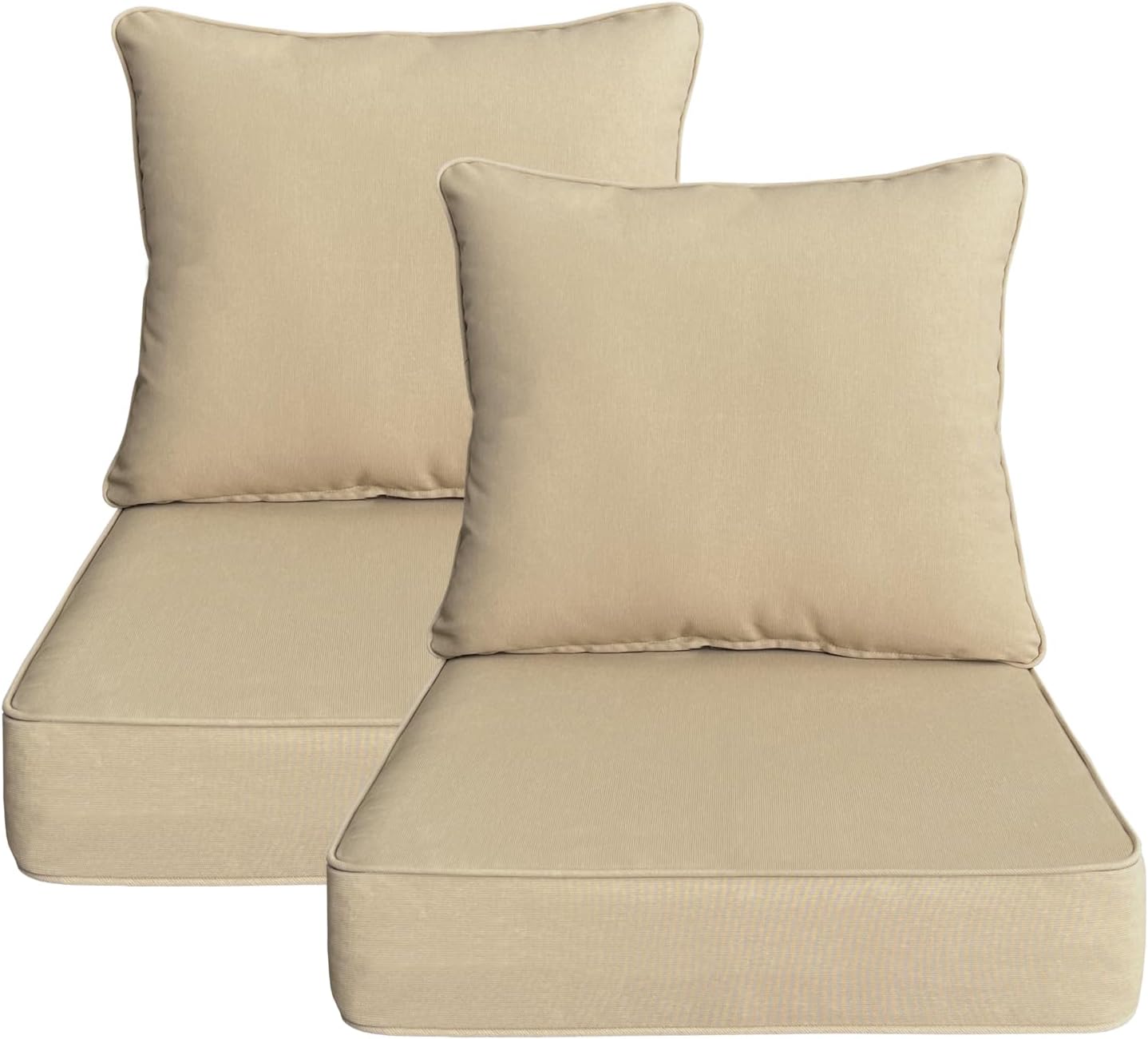 24x27.5 inch Outdoor/Indoor Deep Seat Patio Cushions Set of 2 Deep Seat Bottom Resilient Foam Filling Water Repellent Stain-Resistant UV Resistant Weather Resistant Chili