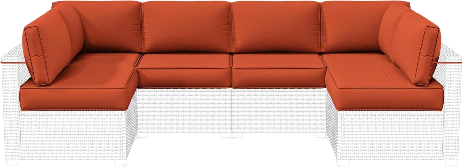 Outdoor Replacement Cushions for Patio Furniture, 5" Foam High-Density, 14-Piece Water-Resistant Outdoor Cushion for 6-Seat Sectional Patio Conversation Sets, Liner&Cover