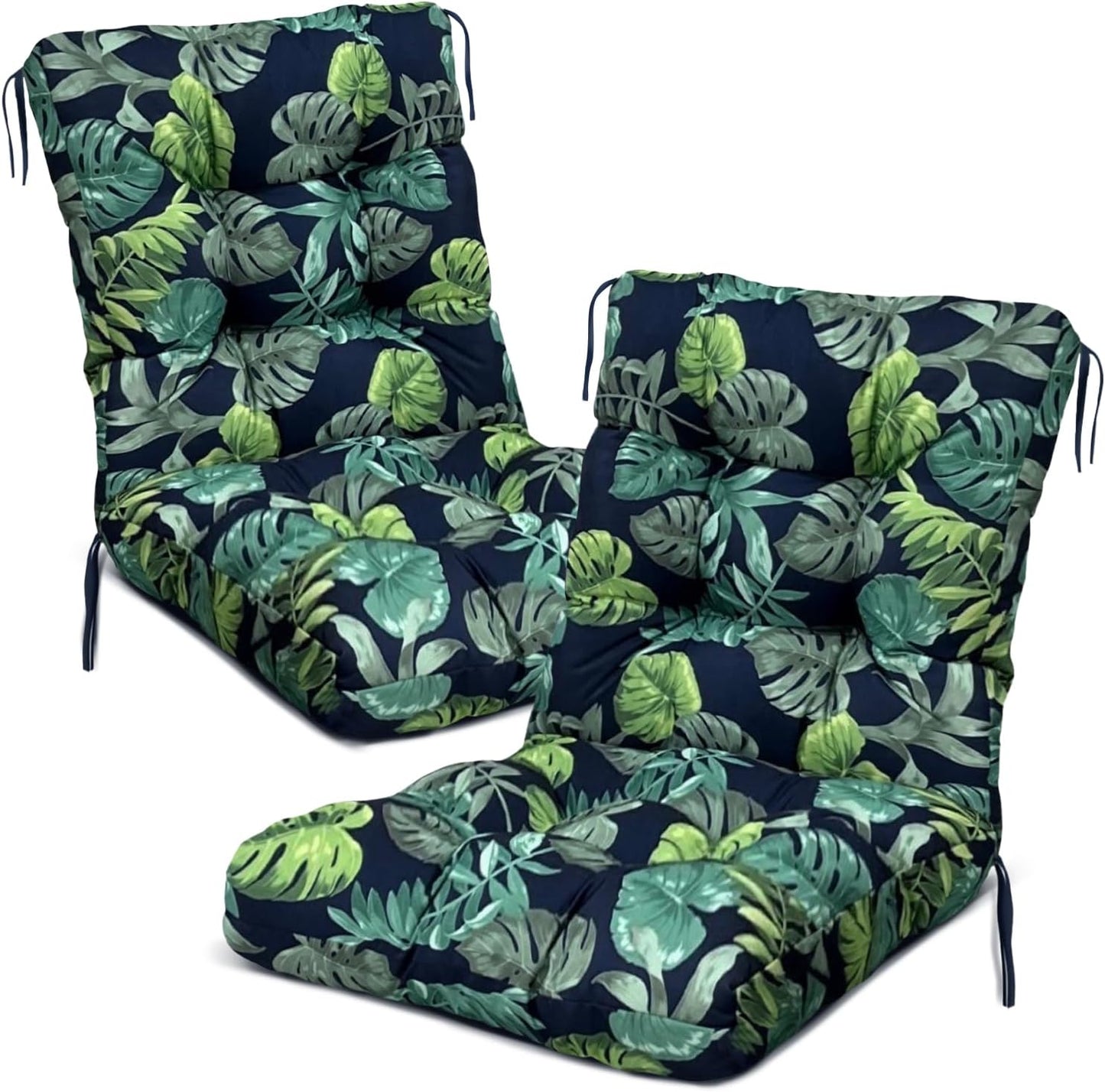 High Back Outdoor Chair Cushions Set of 2 Waterproof Replacement Seat Pad for Patio Furniture Garden Thicken Outdoor Patio Chair Cushion Navy Blue,41.7"*20.8"*3.9"
