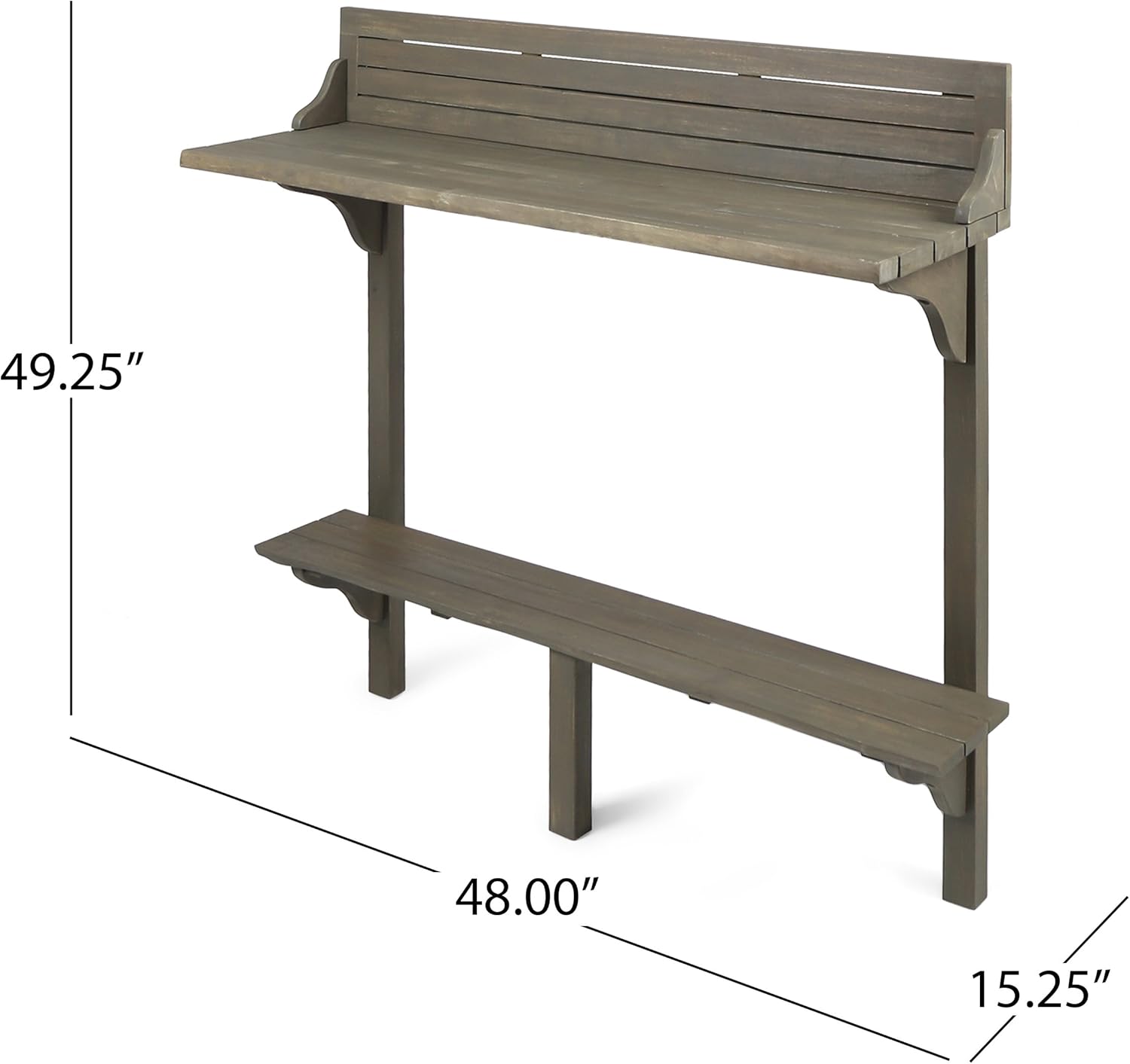 Christopher Knight Home Caribbean Outdoor Acacia Wood Balcony Bar Table, Grey Finish