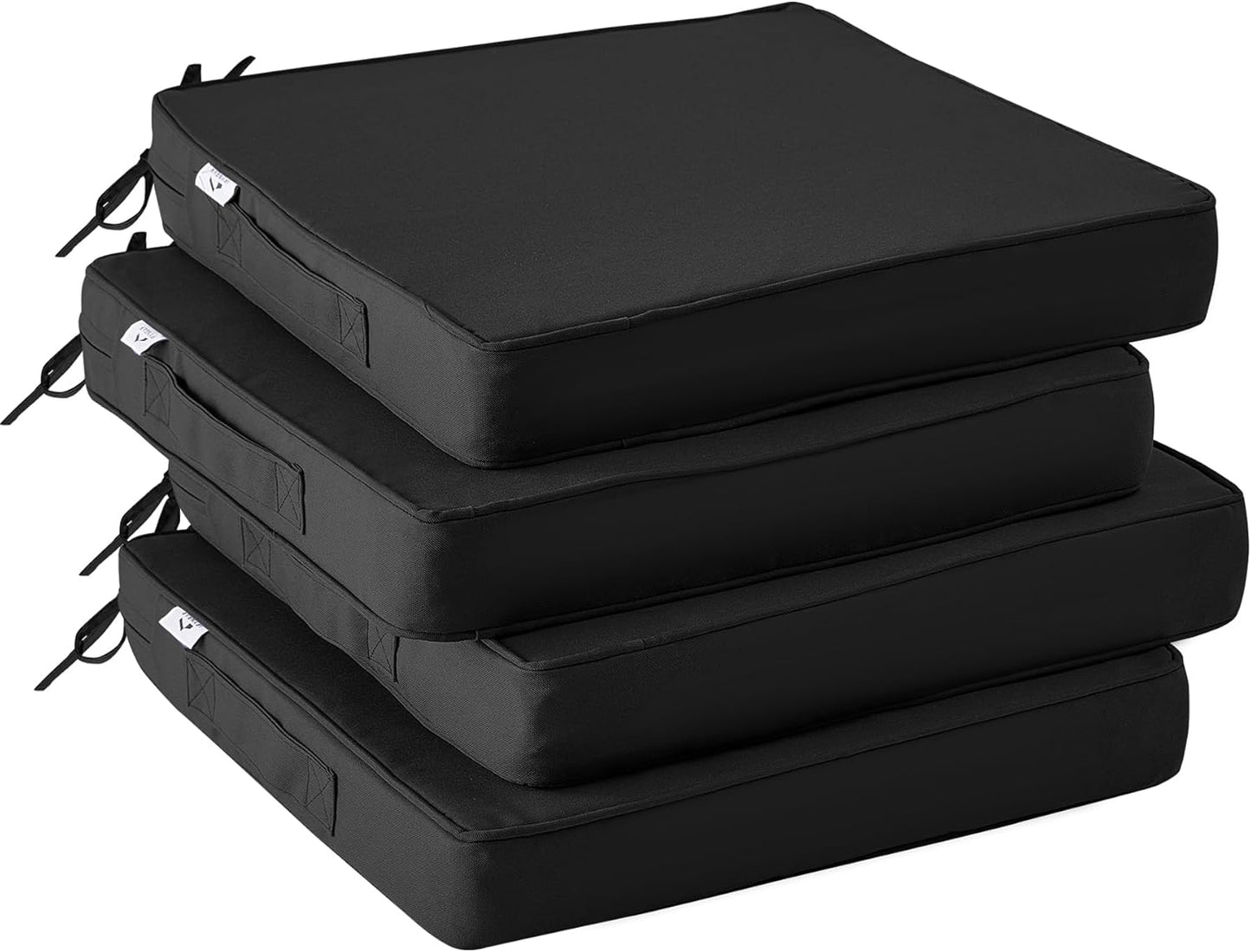 Outdoor Chair Cushions Set of 4,Waterproof Outdoor Seat Cushions for Patio Furniture,Patio Chair Cushion with Handle and Ties, Square Out Door Chair Pads,19" x 19" x 3", Forest Green