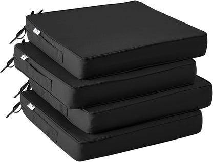 Outdoor Chair Cushions Set of 4,Waterproof Outdoor Seat Cushions for Patio Furniture,Patio Chair Cushion with Handle and Ties, Square Out Door Chair Pads,19" x 19" x 3", Forest Green